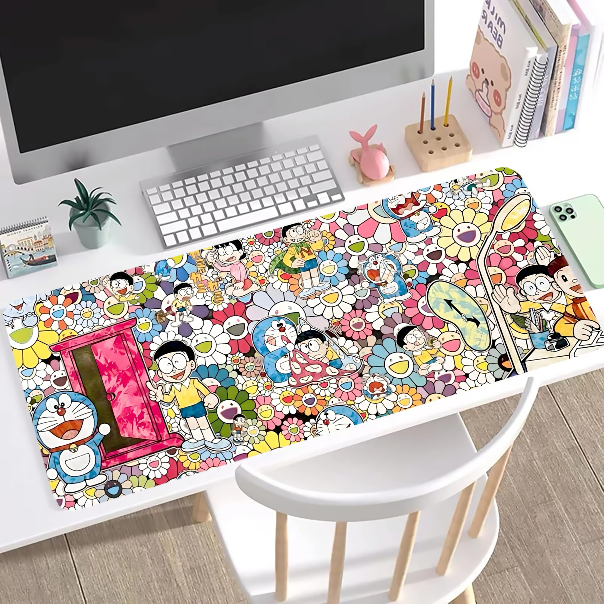（画像用） ドラえもん Doraemon ステッチ加工 大判デスクマット／滑り止めマウスパッド
