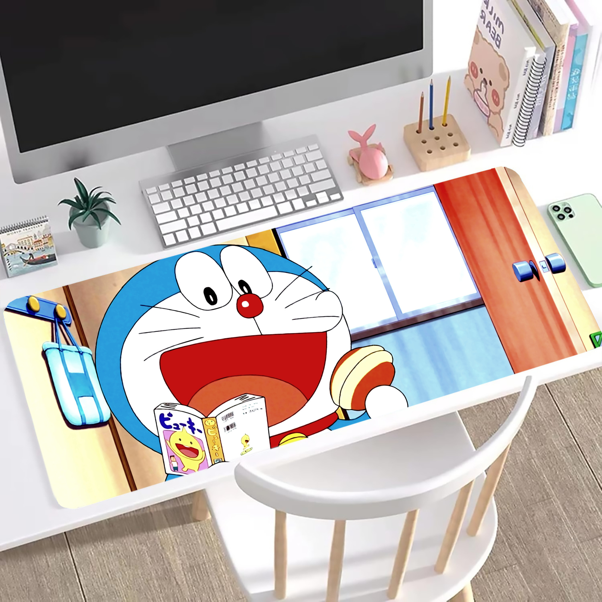 （画像用） ドラえもん Doraemon ステッチ加工 大判デスクマット／滑り止めマウスパッド