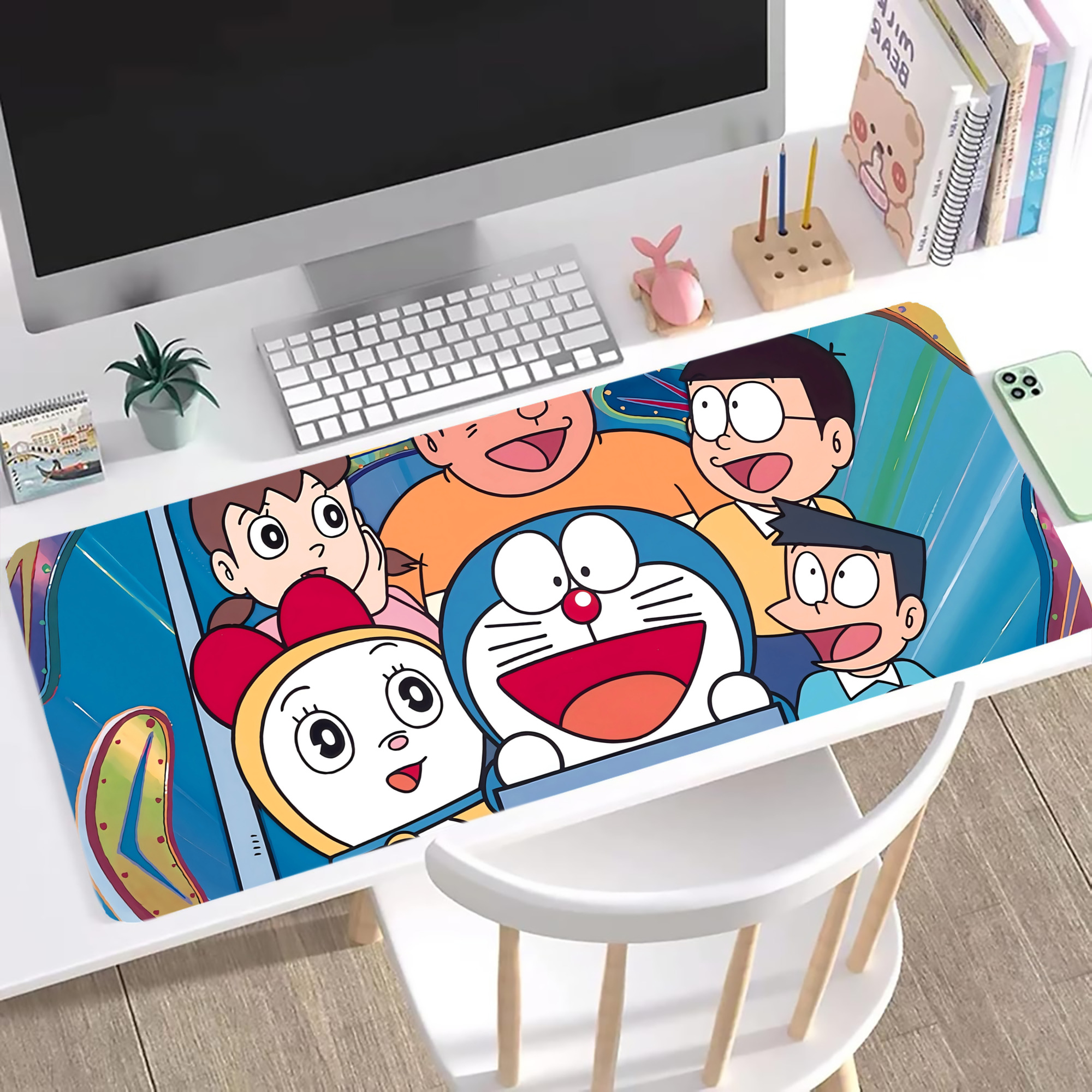 （画像用） ドラえもん Doraemon ステッチ加工 大判デスクマット／滑り止めマウスパッド