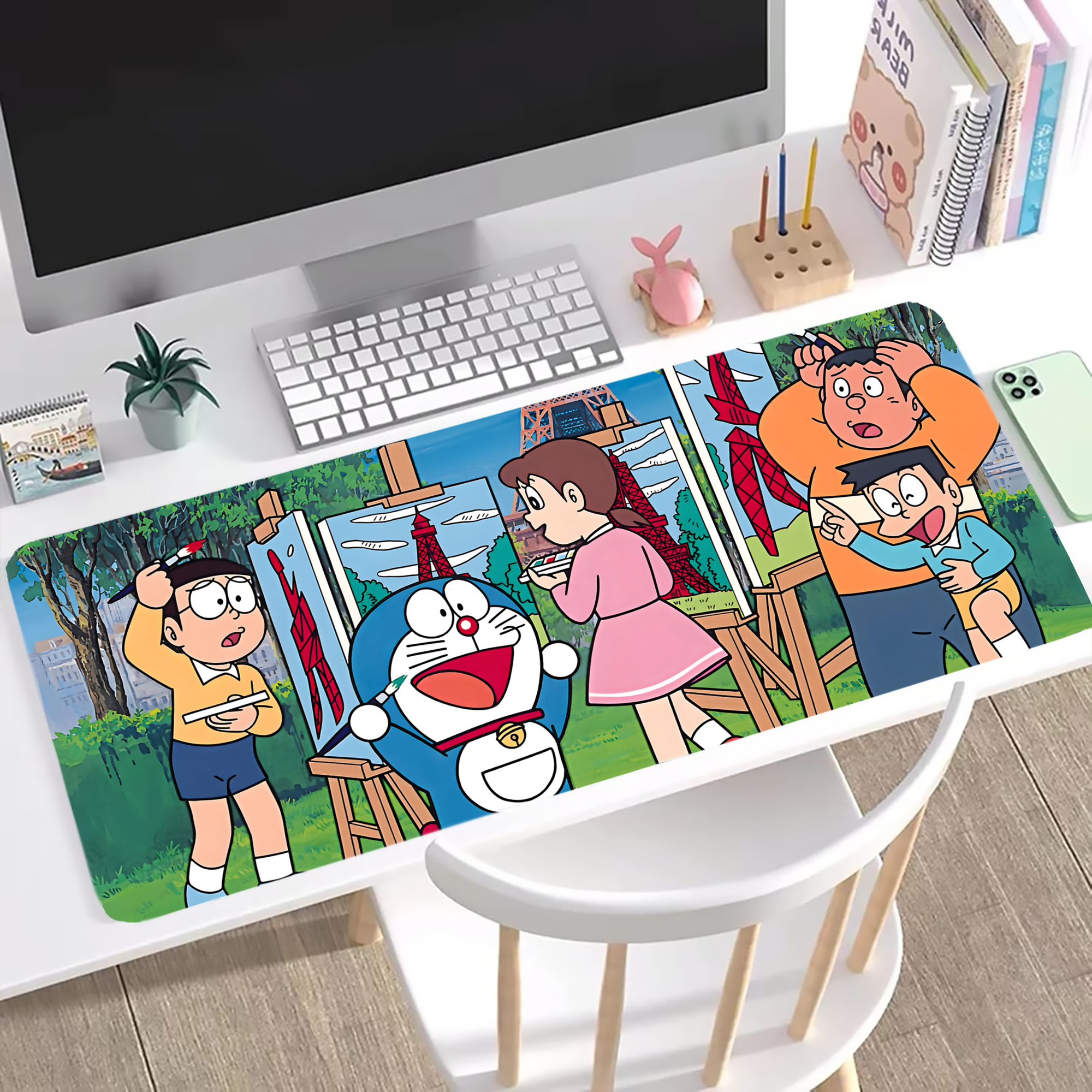 （画像用） ドラえもん Doraemon ステッチ加工 大判デスクマット／滑り止めマウスパッド