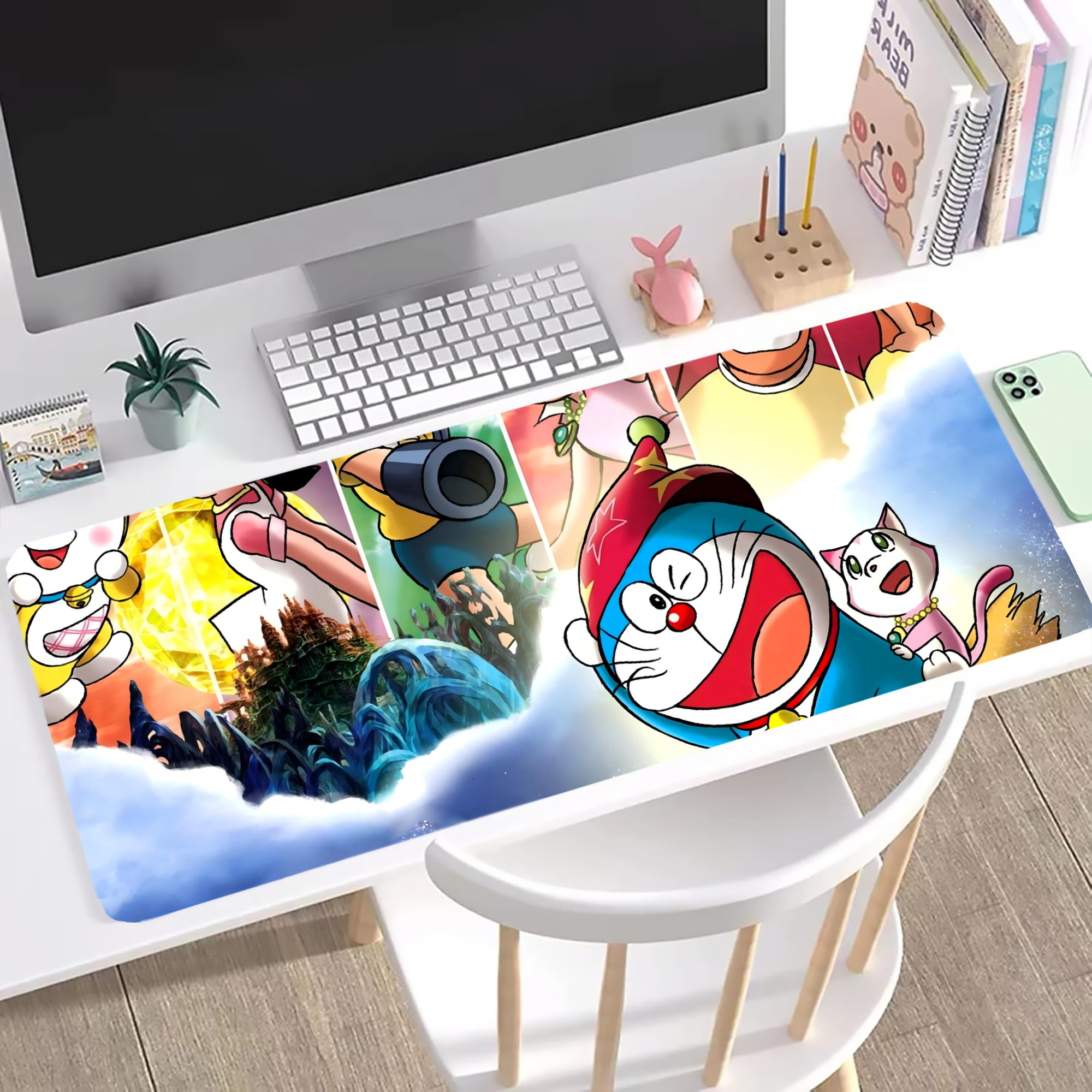 （画像用） ドラえもん Doraemon ステッチ加工 大判デスクマット／滑り止めマウスパッド