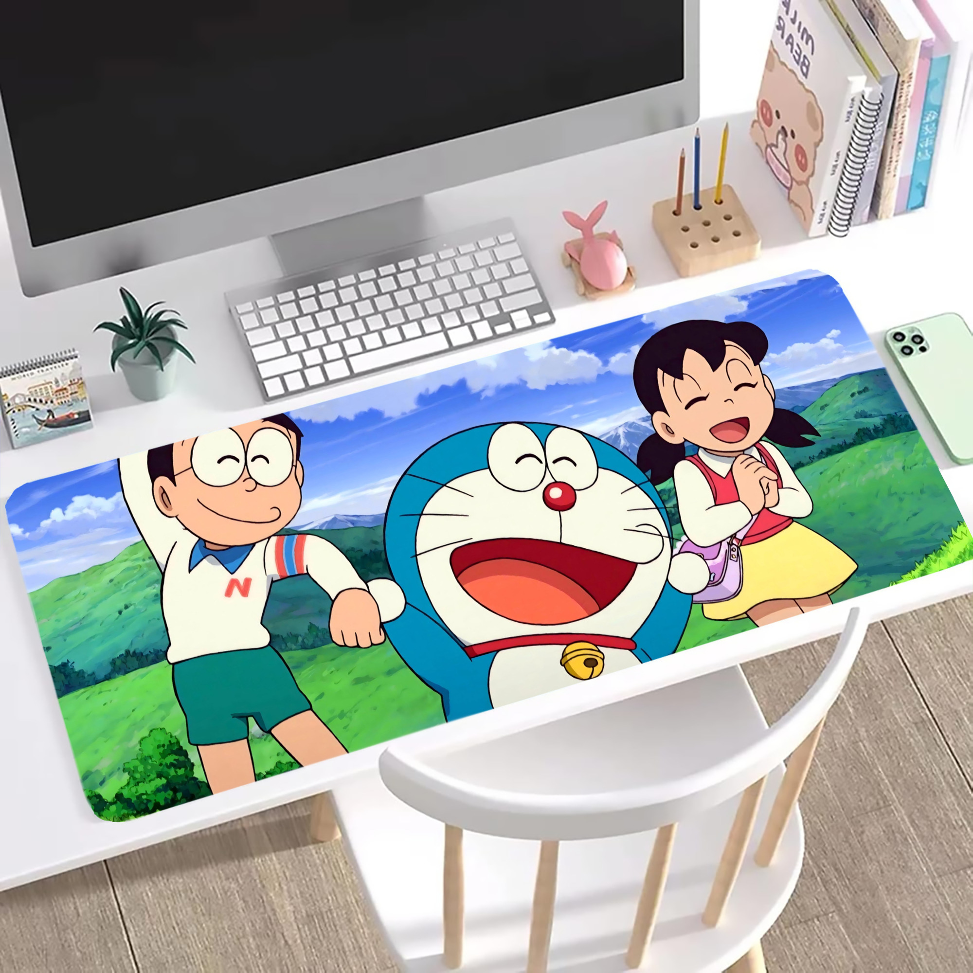 （画像用） ドラえもん Doraemon ステッチ加工 大判デスクマット／滑り止めマウスパッド