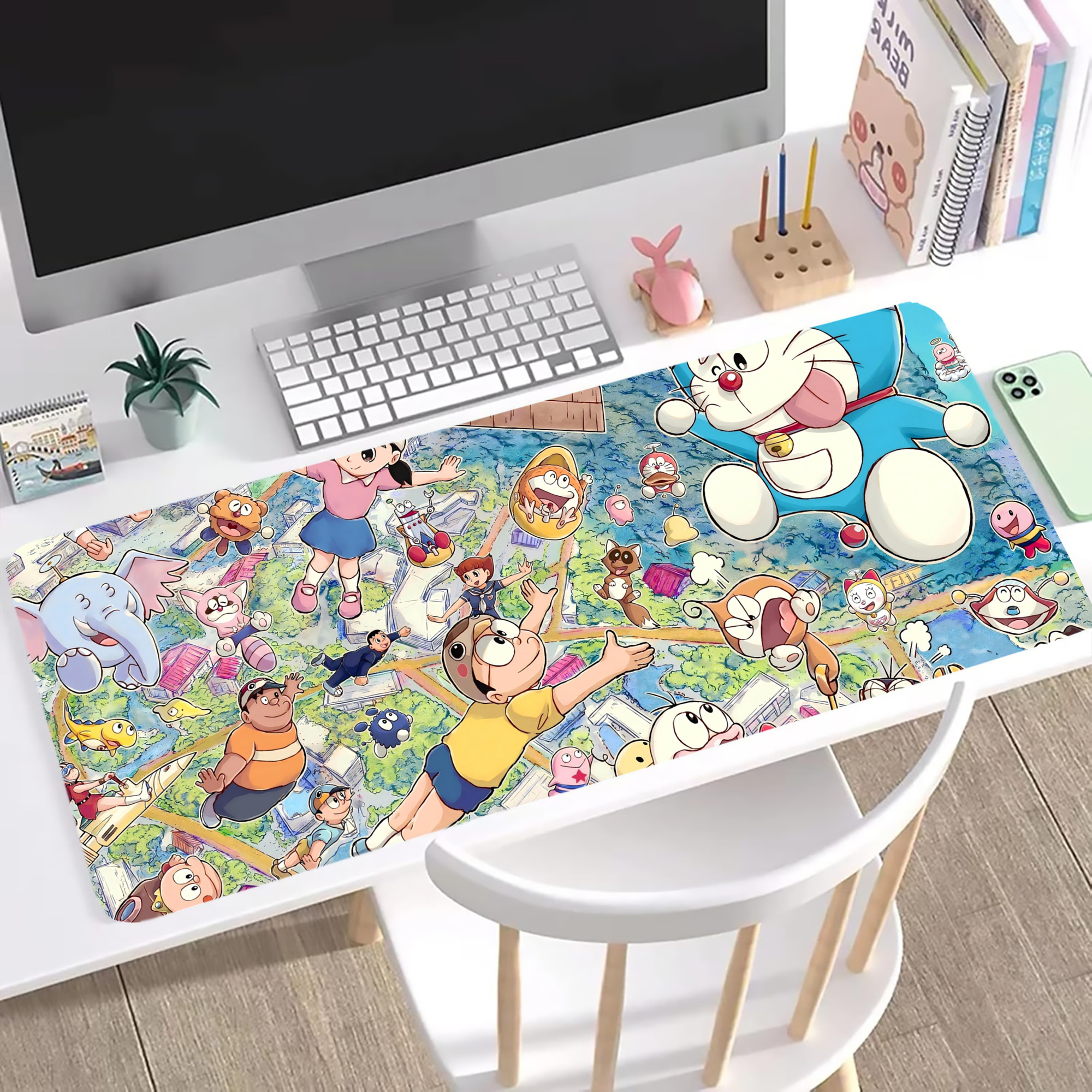 （画像用） ドラえもん Doraemon ステッチ加工 大判デスクマット／滑り止めマウスパッド