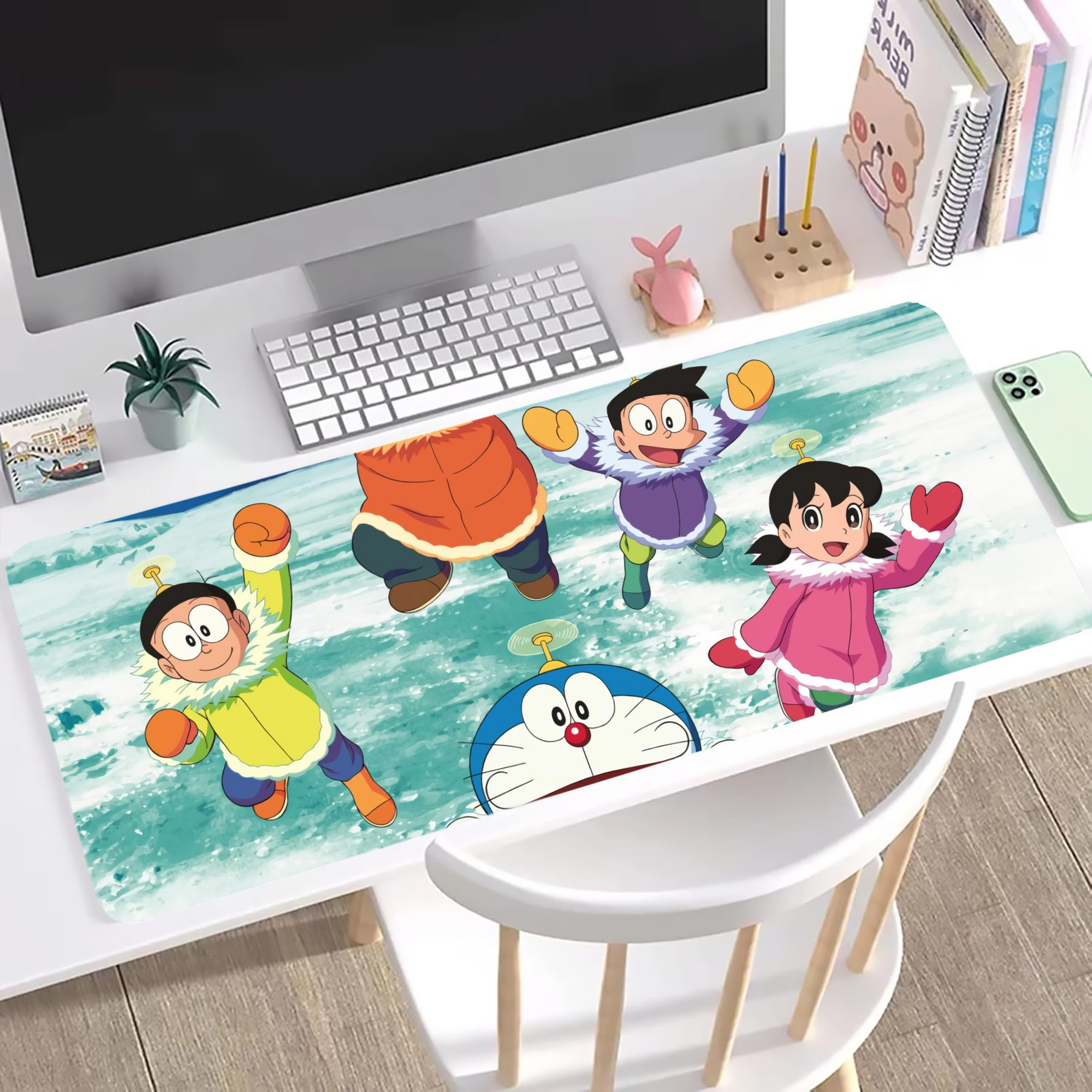 （画像用） ドラえもん Doraemon ステッチ加工 大判デスクマット／滑り止めマウスパッド