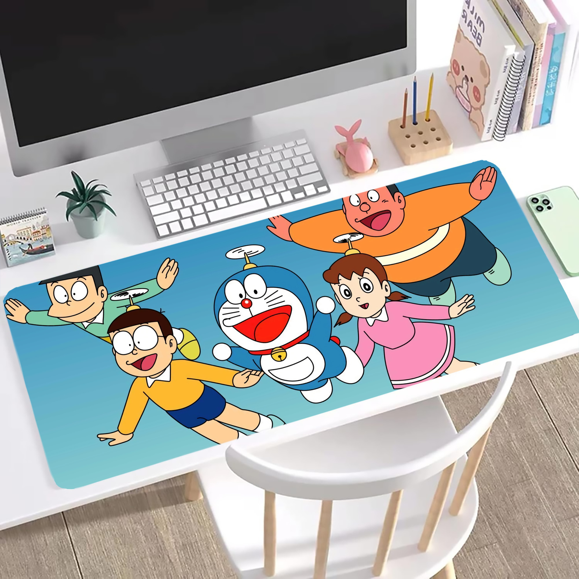 （画像用） ドラえもん Doraemon ステッチ加工 大判デスクマット／滑り止めマウスパッド