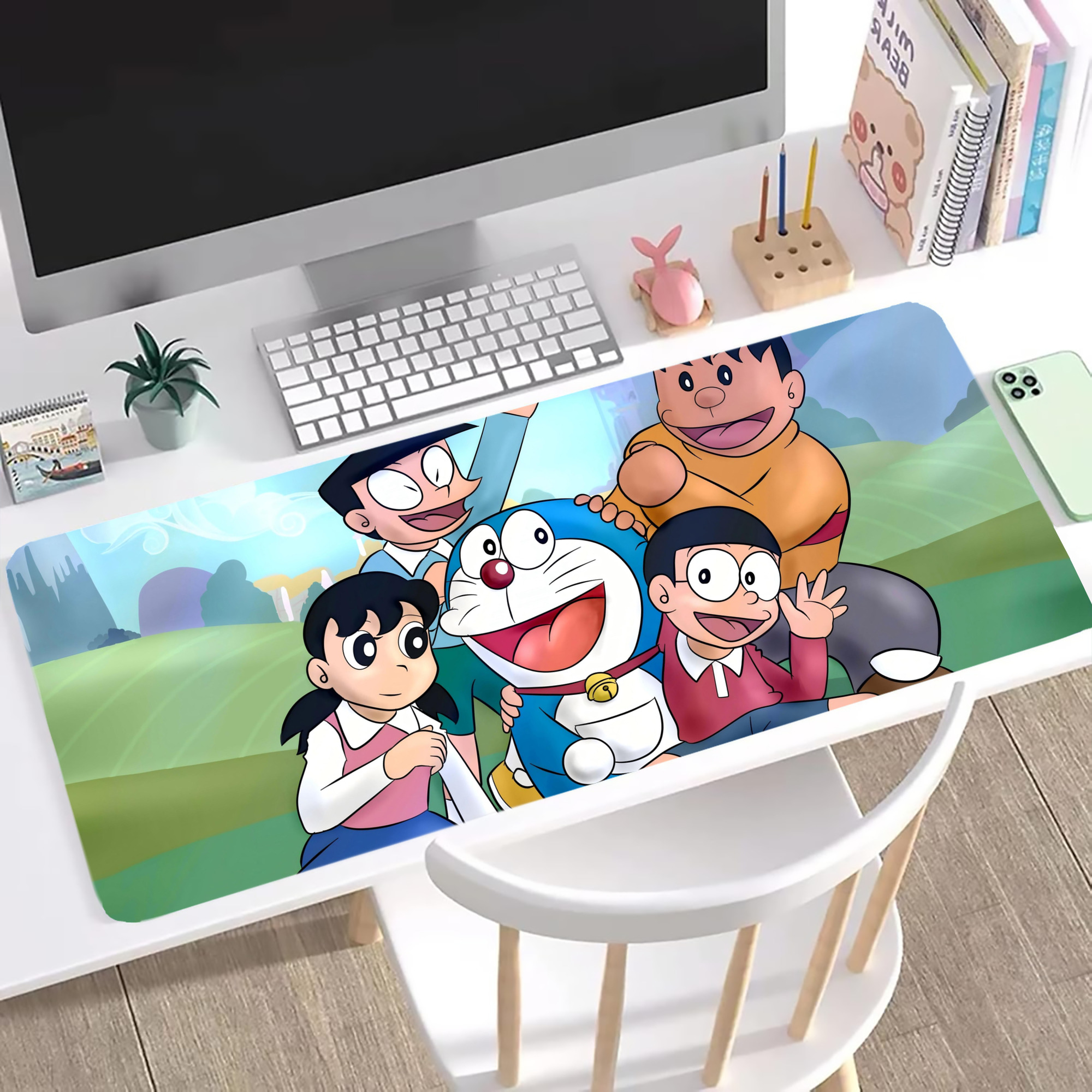 （画像用） ドラえもん Doraemon ステッチ加工 大判デスクマット／滑り止めマウスパッド