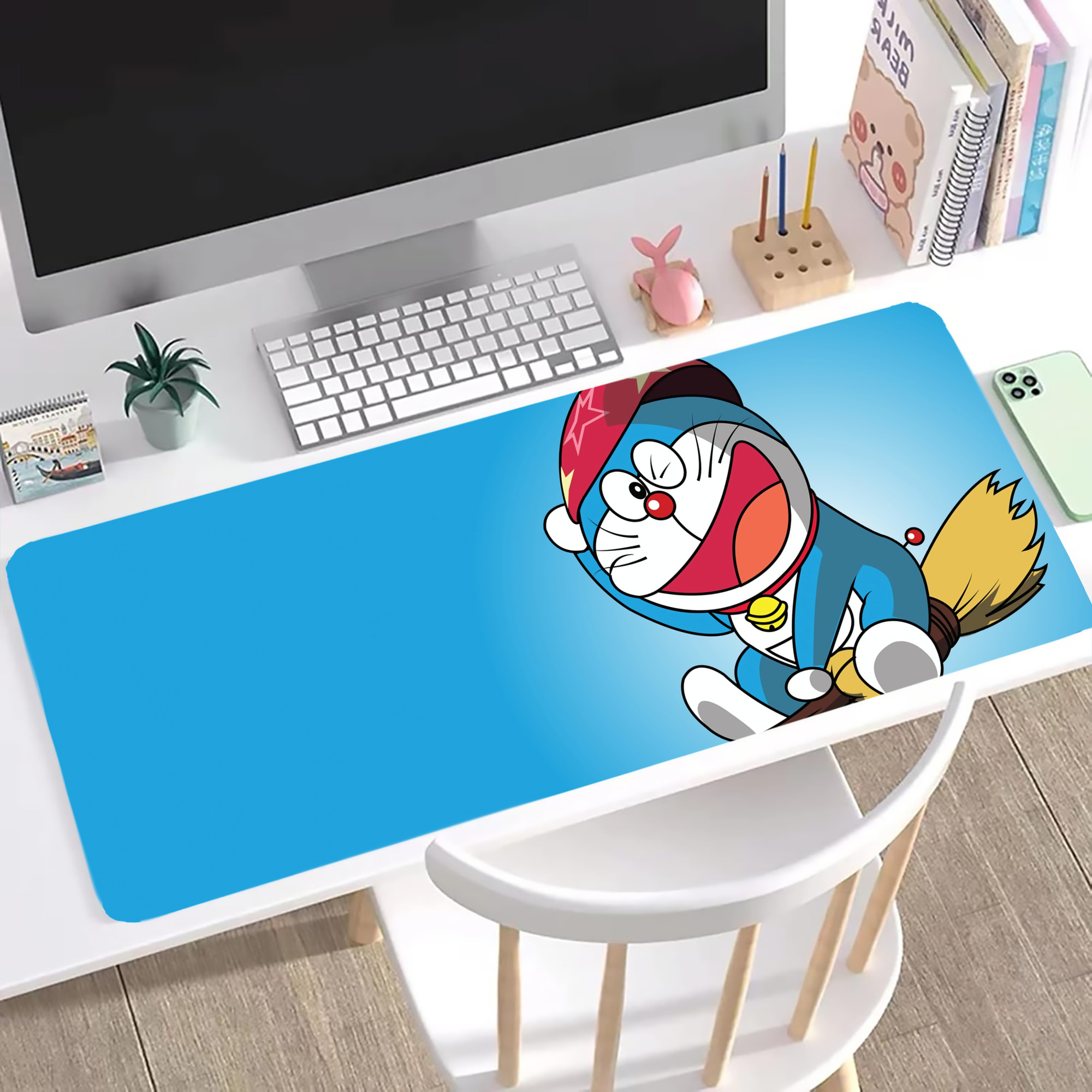 （画像用） ドラえもん Doraemon ステッチ加工 大判デスクマット／滑り止めマウスパッド