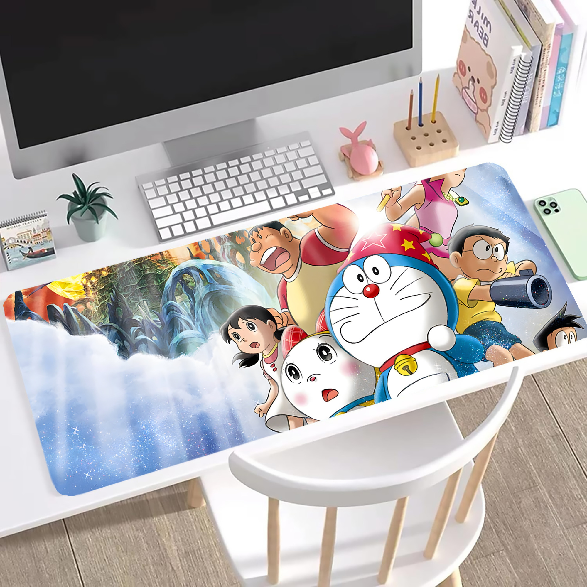（画像用） ドラえもん Doraemon ステッチ加工 大判デスクマット／滑り止めマウスパッド