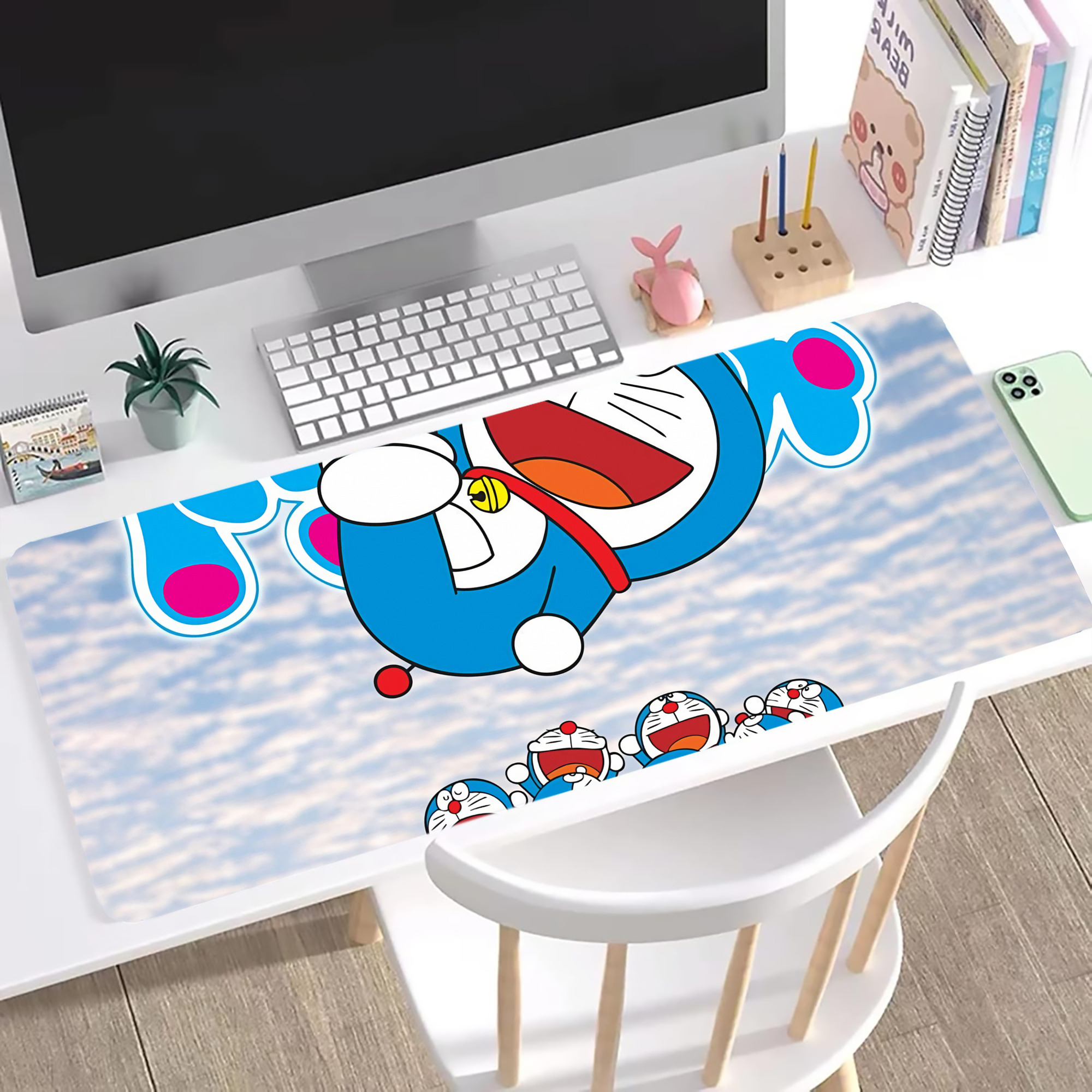 （画像用） ドラえもん Doraemon ステッチ加工 大判デスクマット／滑り止めマウスパッド