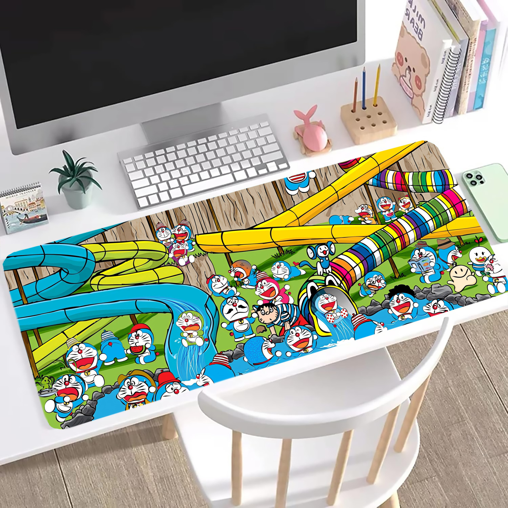 （画像用） ドラえもん Doraemon ステッチ加工 大判デスクマット／滑り止めマウスパッド