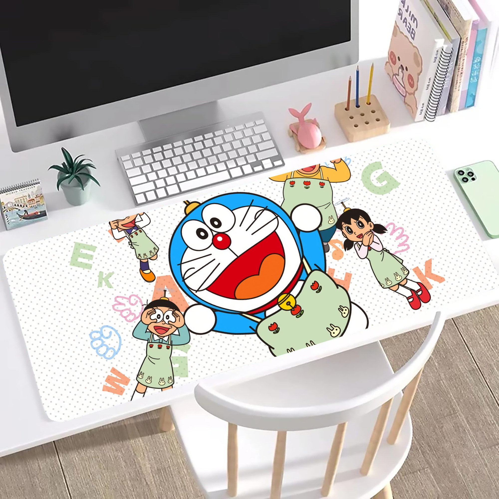 （画像用） ドラえもん Doraemon ステッチ加工 大判デスクマット／滑り止めマウスパッド