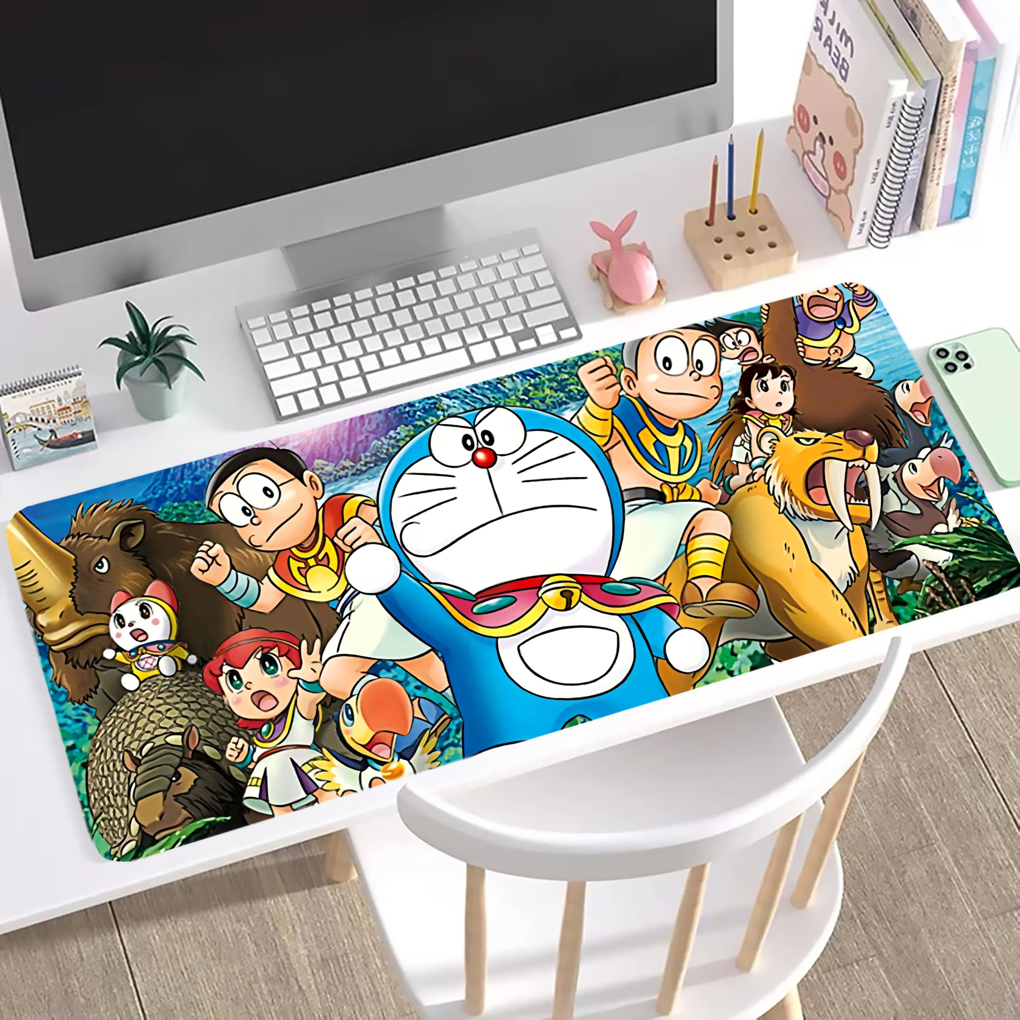 （画像用） ドラえもん Doraemon ステッチ加工 大判デスクマット／滑り止めマウスパッド