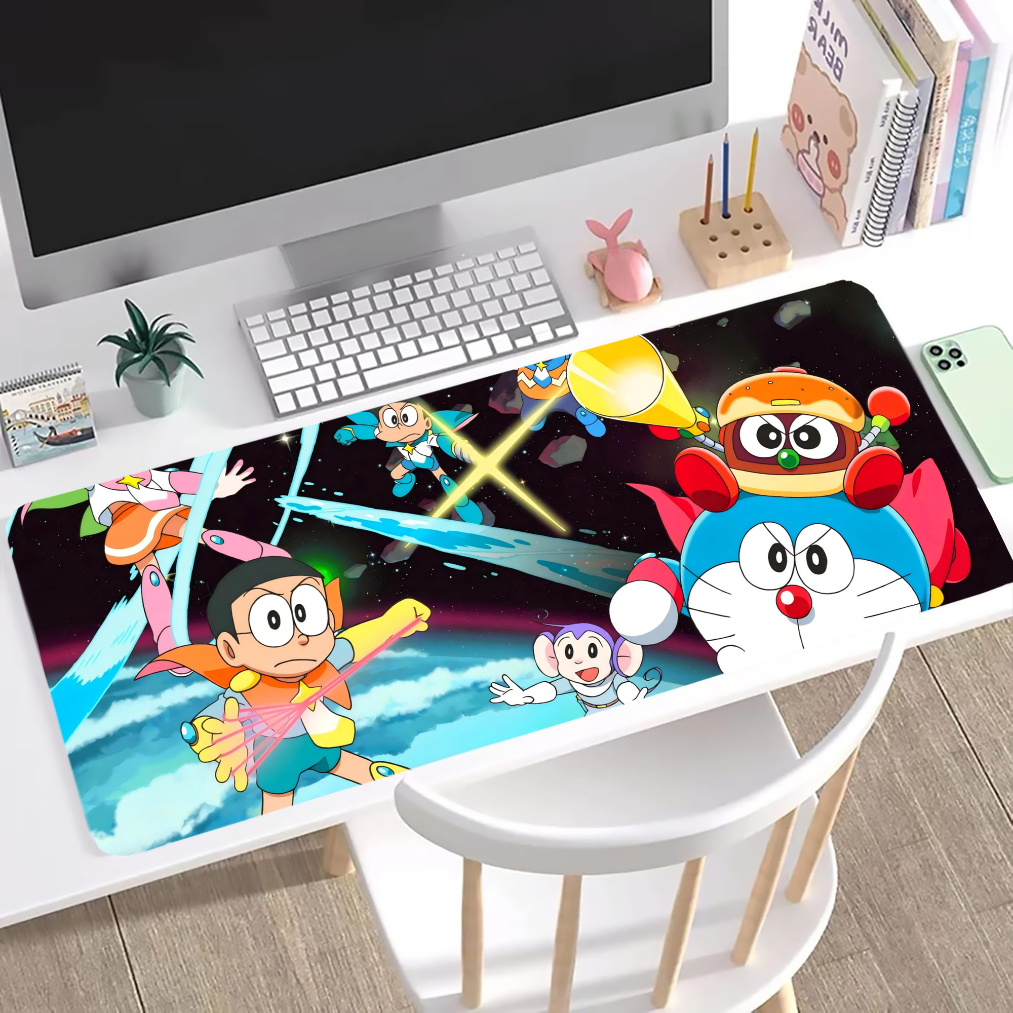 （画像用） ドラえもん Doraemon ステッチ加工 大判デスクマット／滑り止めマウスパッド