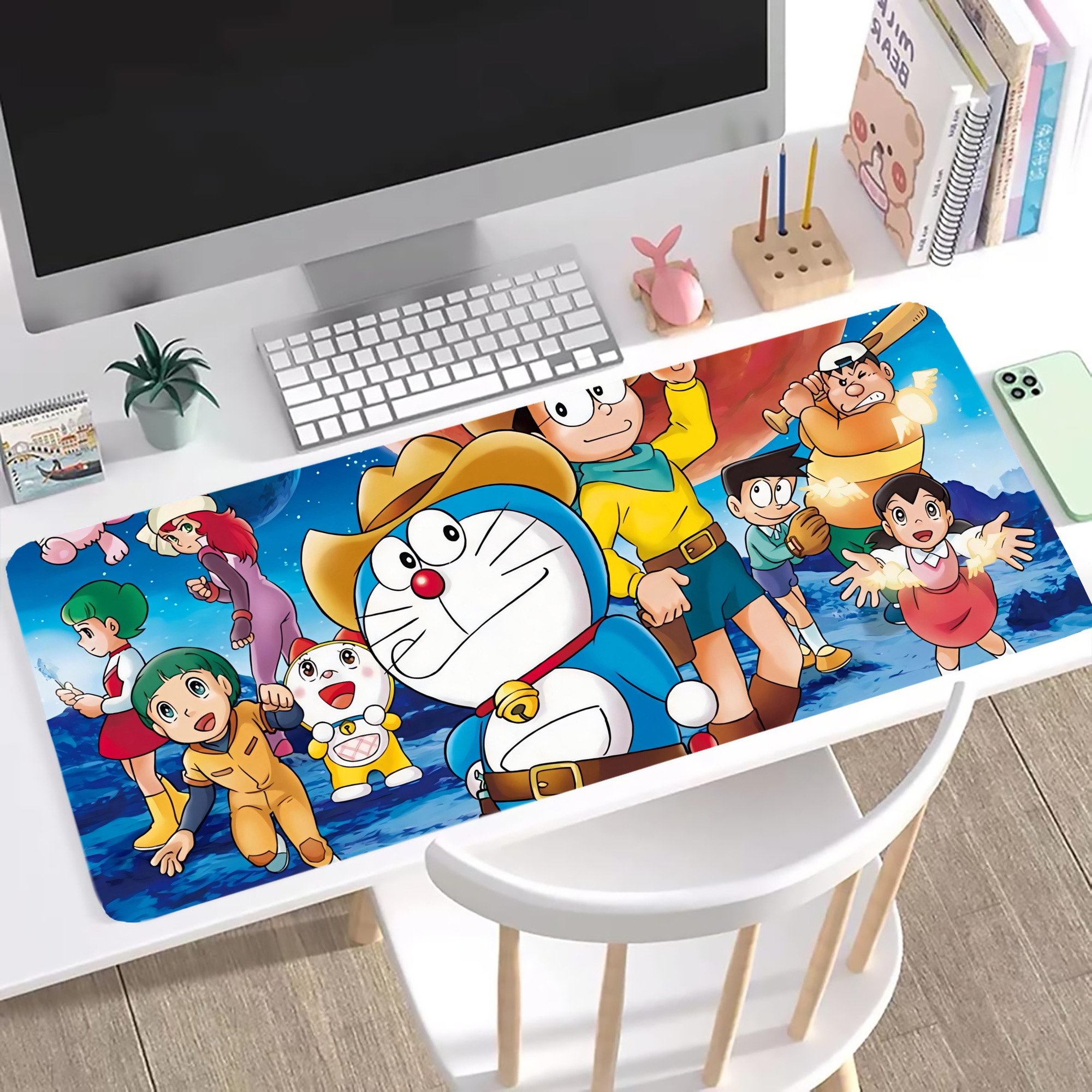 （画像用） ドラえもん Doraemon ステッチ加工 大判デスクマット／滑り止めマウスパッド