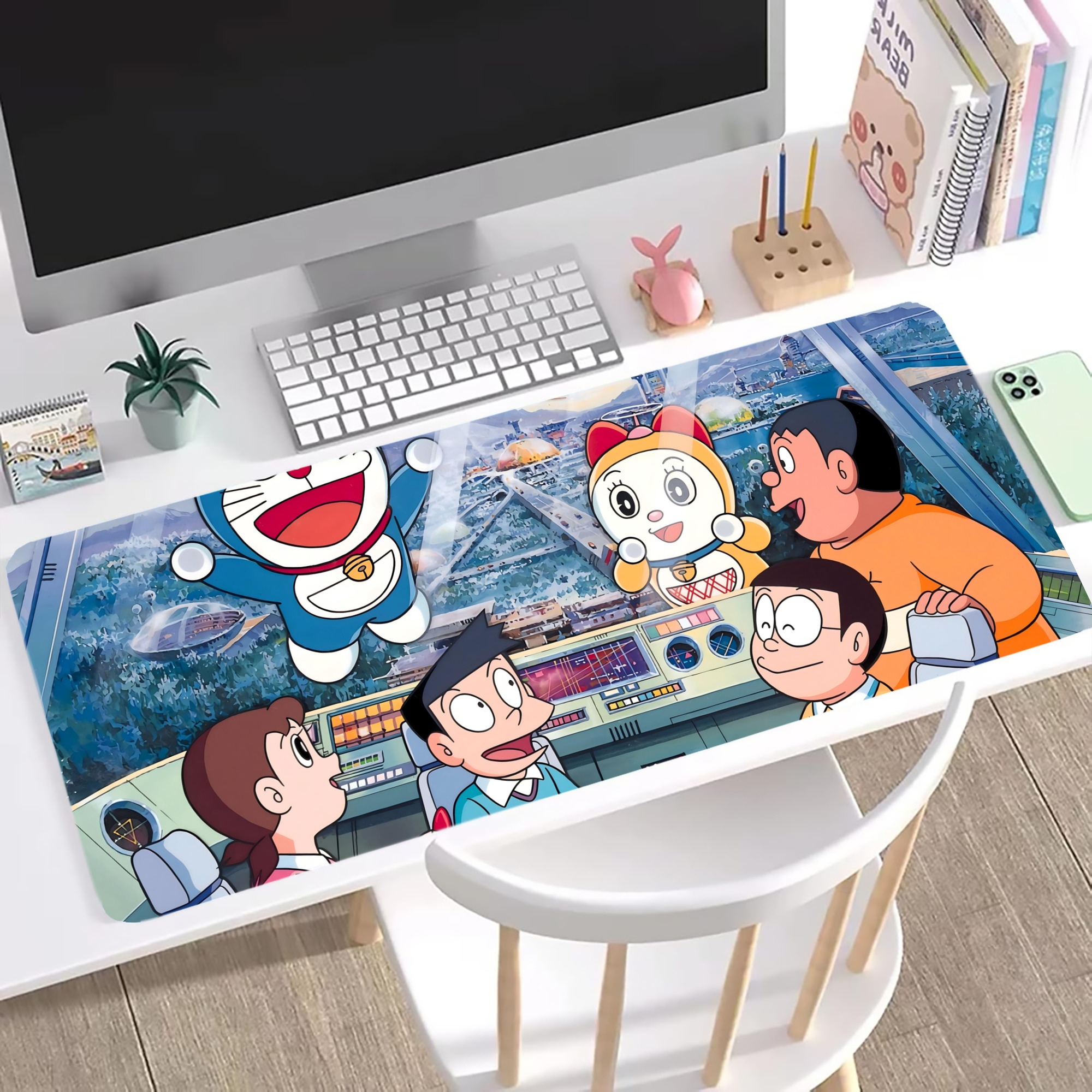 （画像用） ドラえもん Doraemon ステッチ加工 大判デスクマット／滑り止めマウスパッド
