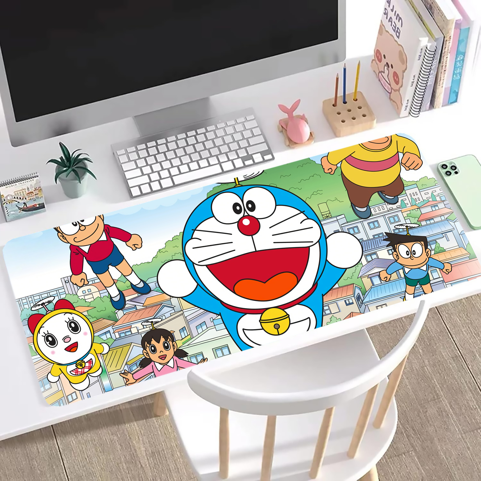 （画像用） ドラえもん Doraemon ステッチ加工 大判デスクマット／滑り止めマウスパッド