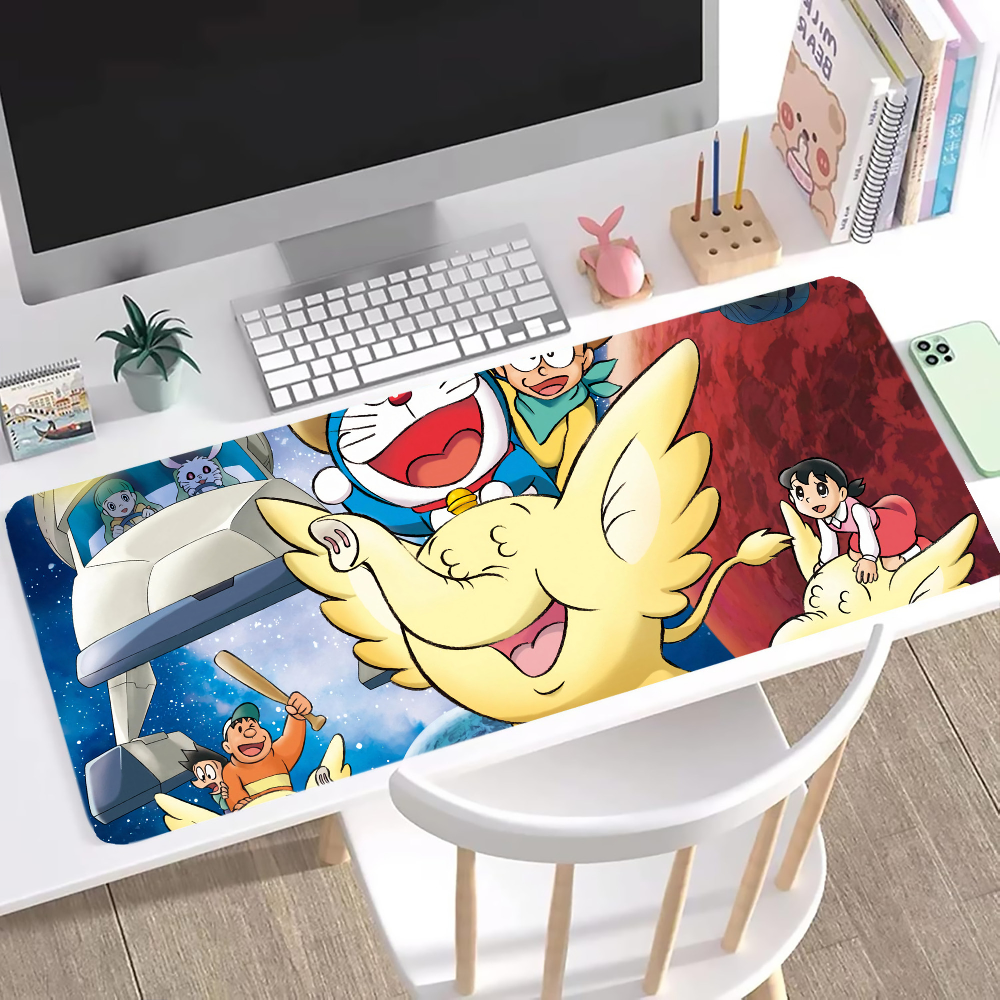 （画像用） ドラえもん Doraemon ステッチ加工 大判デスクマット／滑り止めマウスパッド