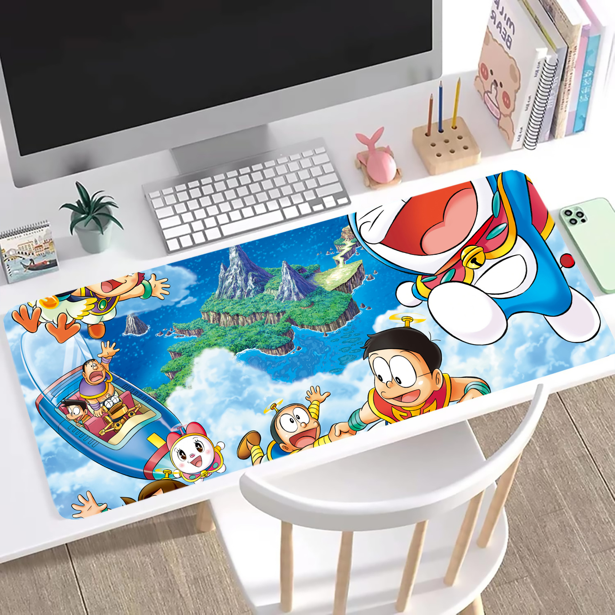 （画像用） ドラえもん Doraemon ステッチ加工 大判デスクマット／滑り止めマウスパッド