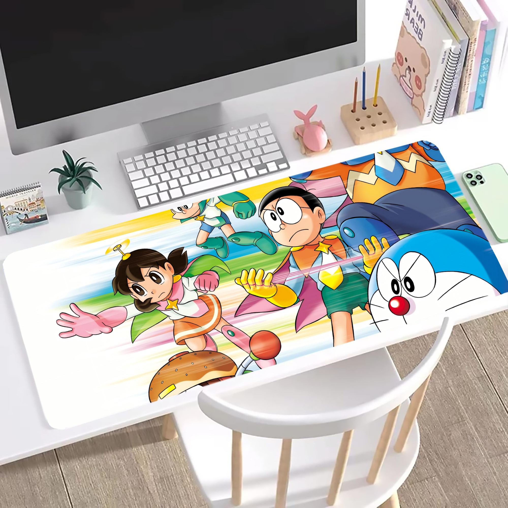（画像用） ドラえもん Doraemon ステッチ加工 大判デスクマット／滑り止めマウスパッド