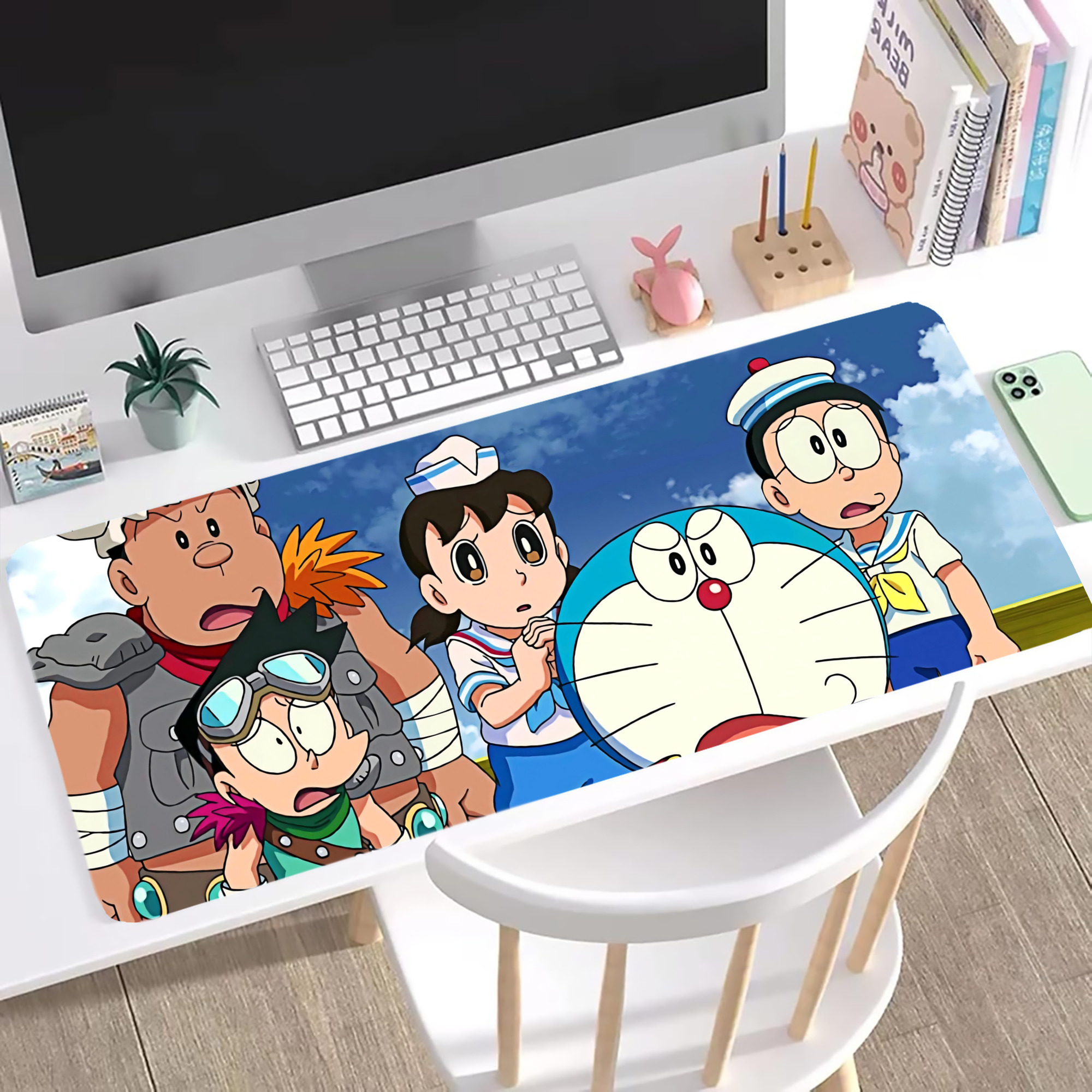 （画像用） ドラえもん Doraemon ステッチ加工 大判デスクマット／滑り止めマウスパッド