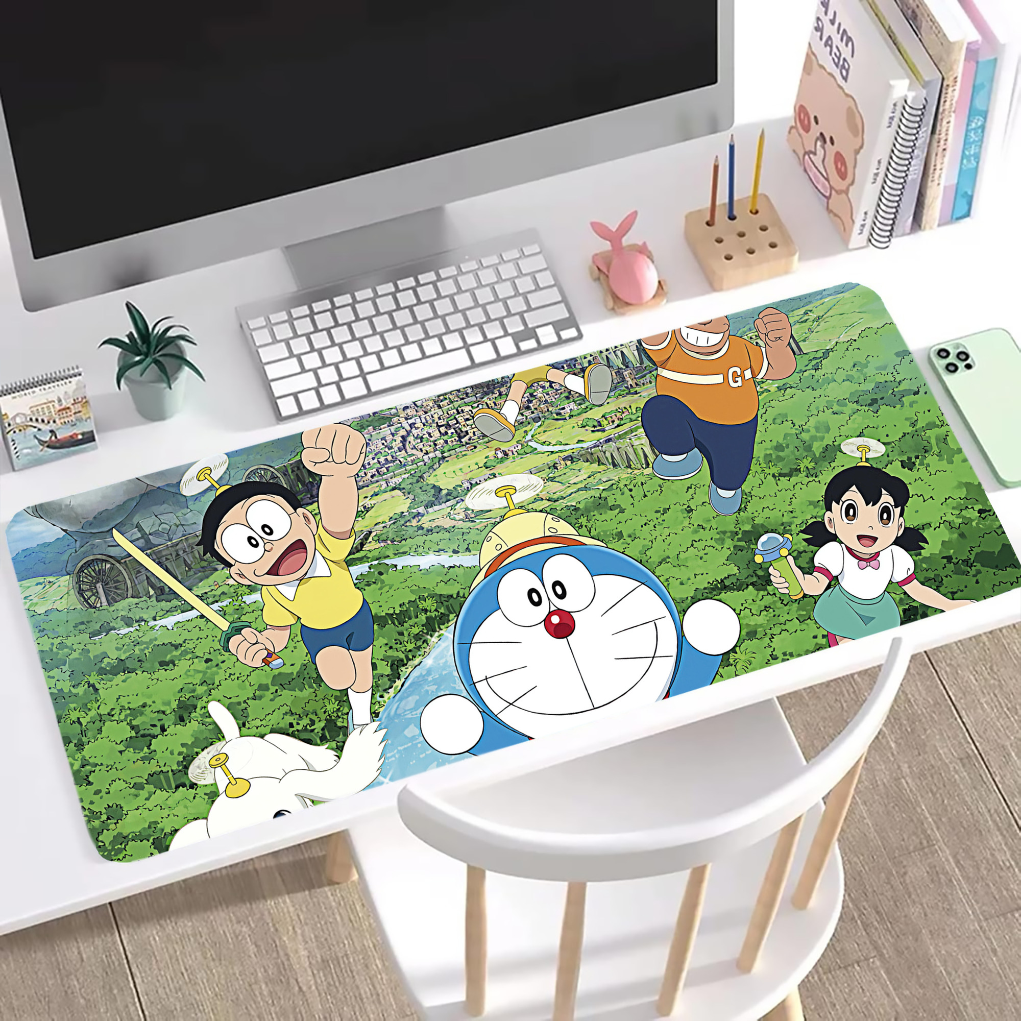 （画像用） ドラえもん Doraemon ステッチ加工 大判デスクマット／滑り止めマウスパッド