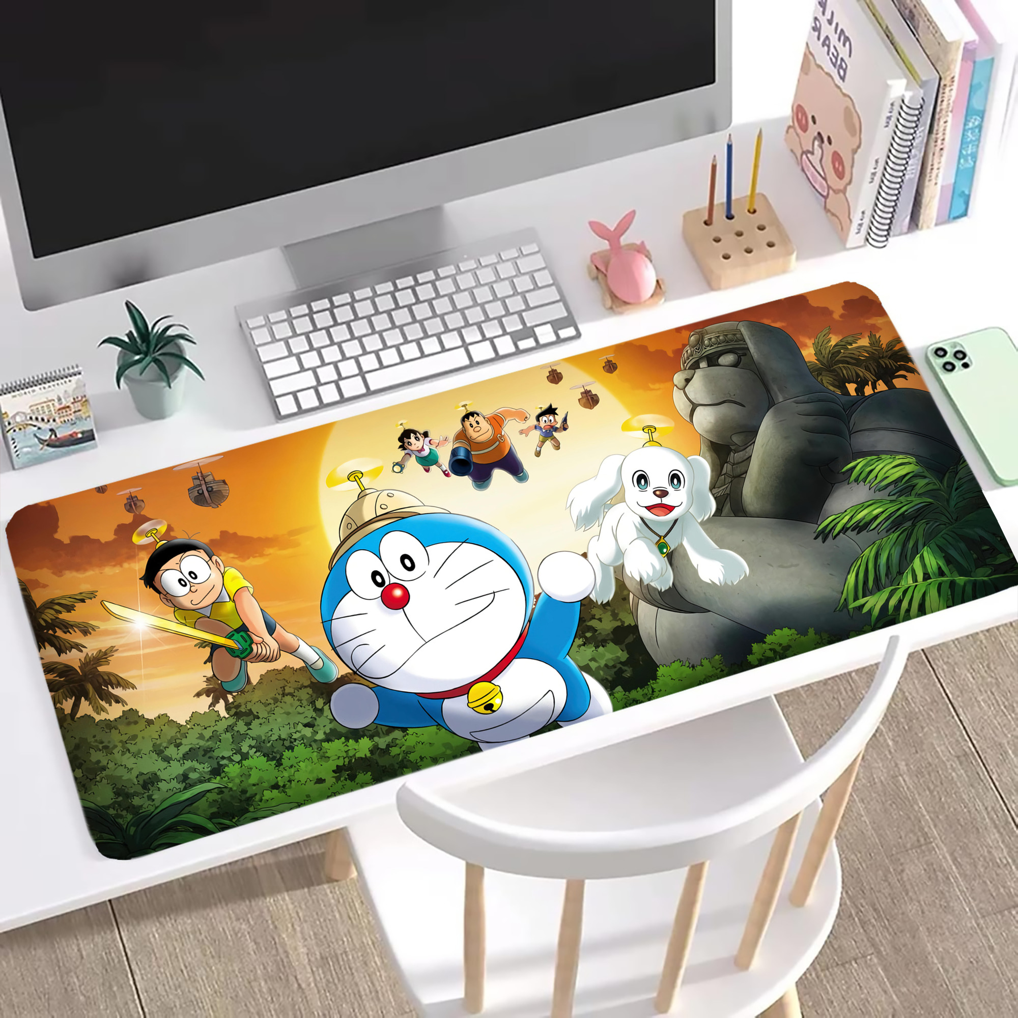 （画像用） ドラえもん Doraemon ステッチ加工 大判デスクマット／滑り止めマウスパッド