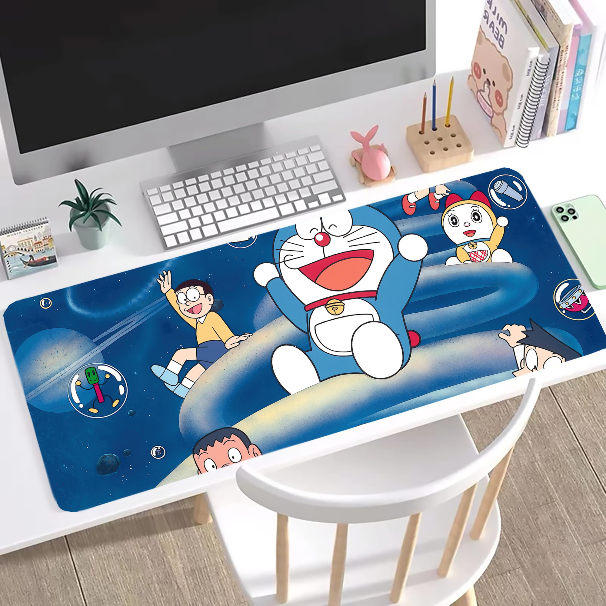 （画像用） ドラえもん Doraemon ステッチ加工 大判デスクマット／滑り止めマウスパッド