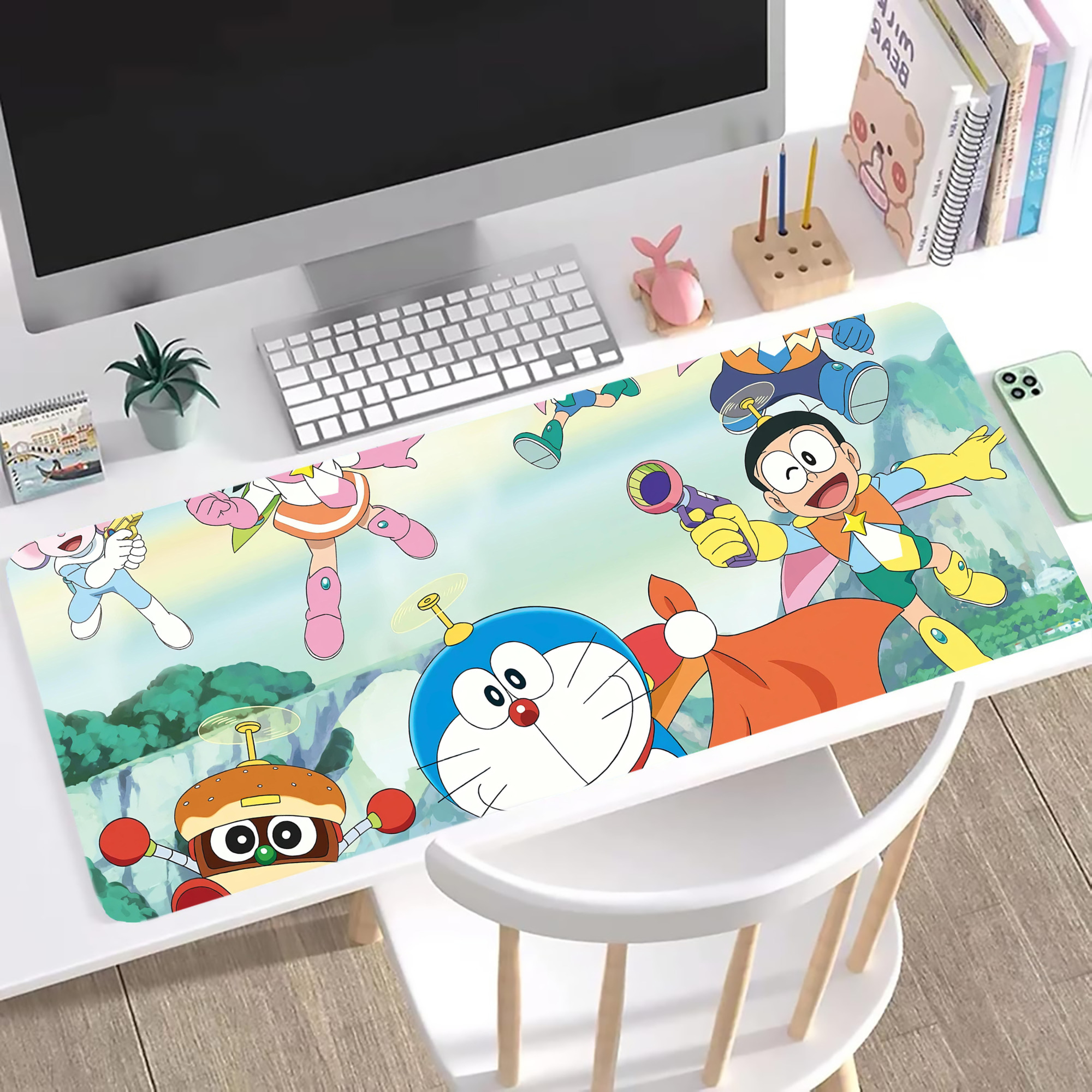 （画像用） ドラえもん Doraemon ステッチ加工 大判デスクマット／滑り止めマウスパッド