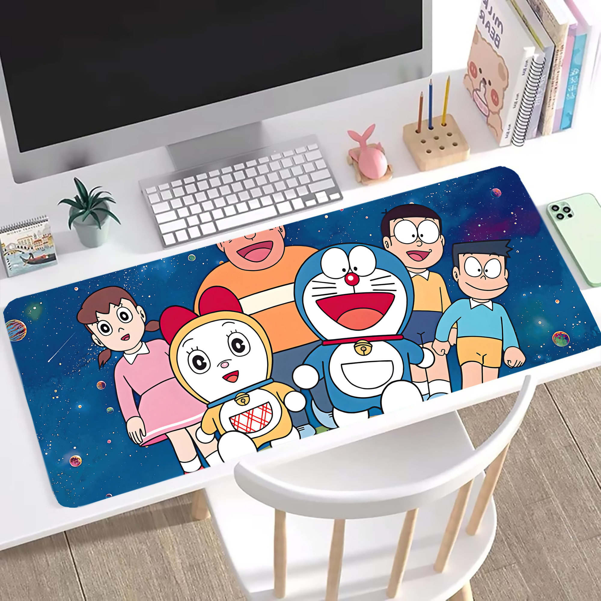 （画像用） ドラえもん Doraemon ステッチ加工 大判デスクマット／滑り止めマウスパッド