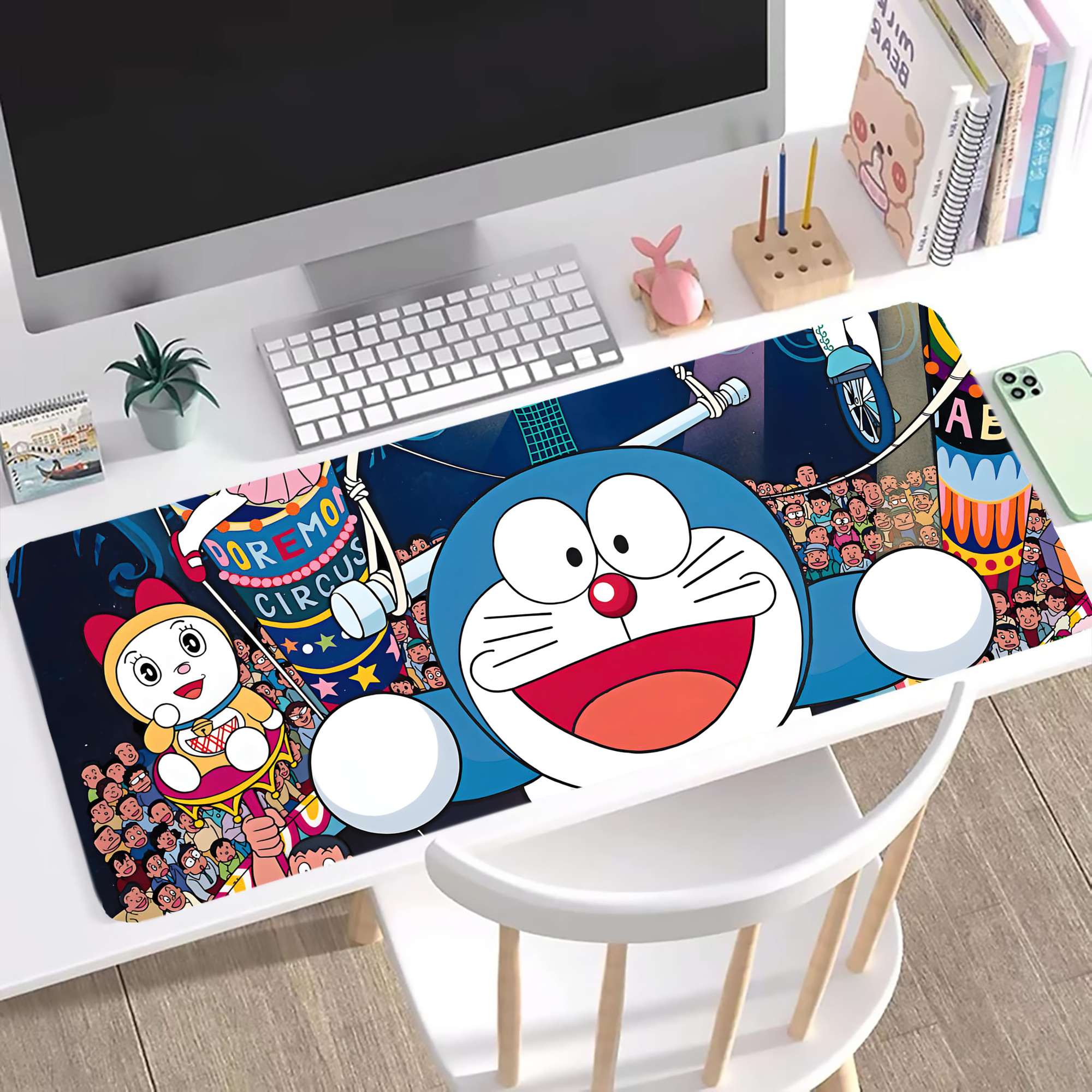 （画像用） ドラえもん Doraemon ステッチ加工 大判デスクマット／滑り止めマウスパッド