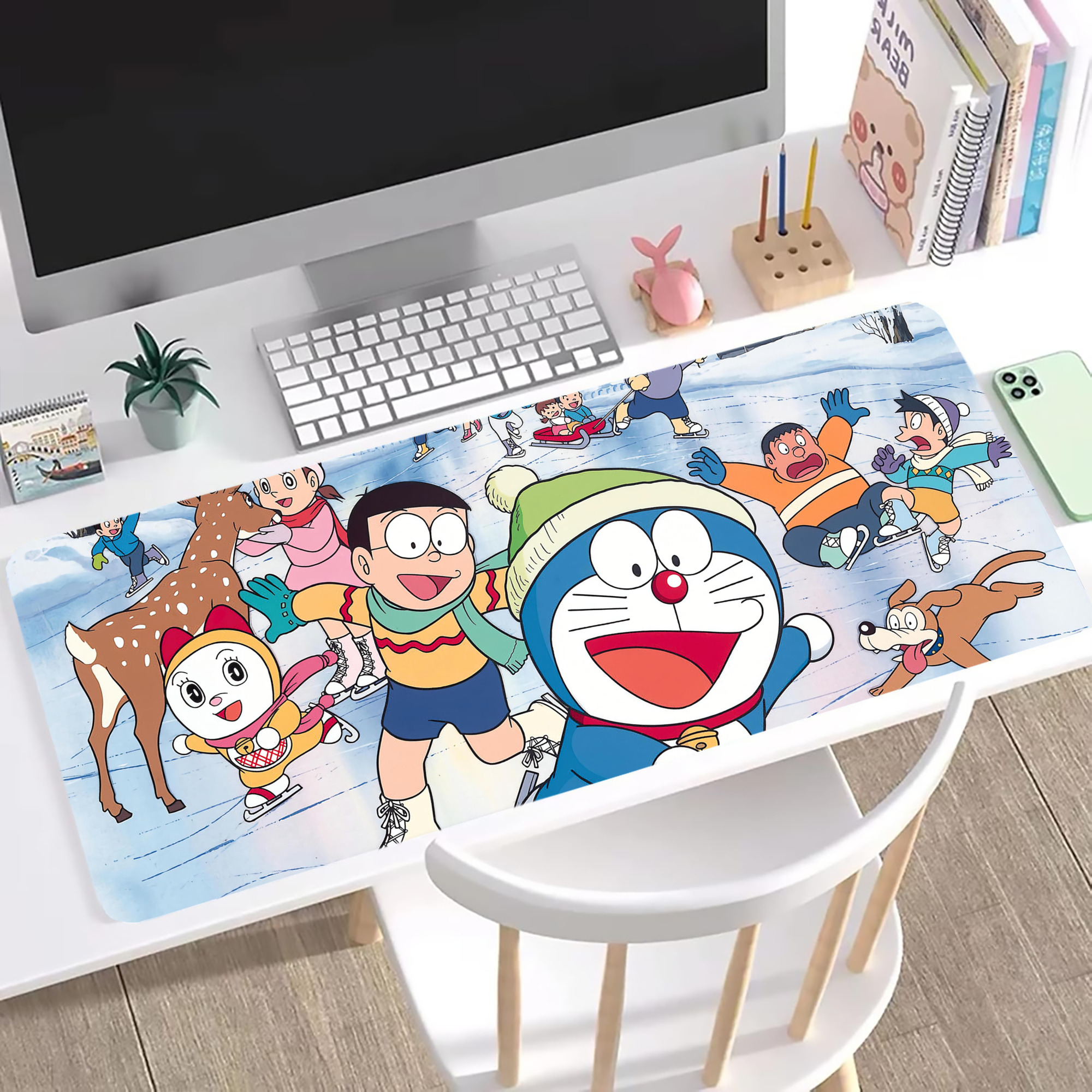 （画像用） ドラえもん Doraemon ステッチ加工 大判デスクマット／滑り止めマウスパッド