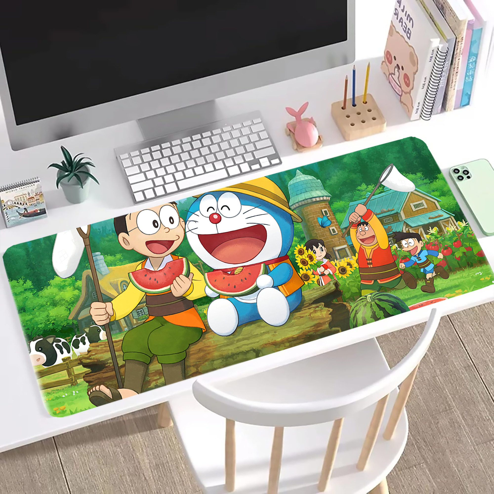 （画像用） ドラえもん Doraemon ステッチ加工 大判デスクマット／滑り止めマウスパッド