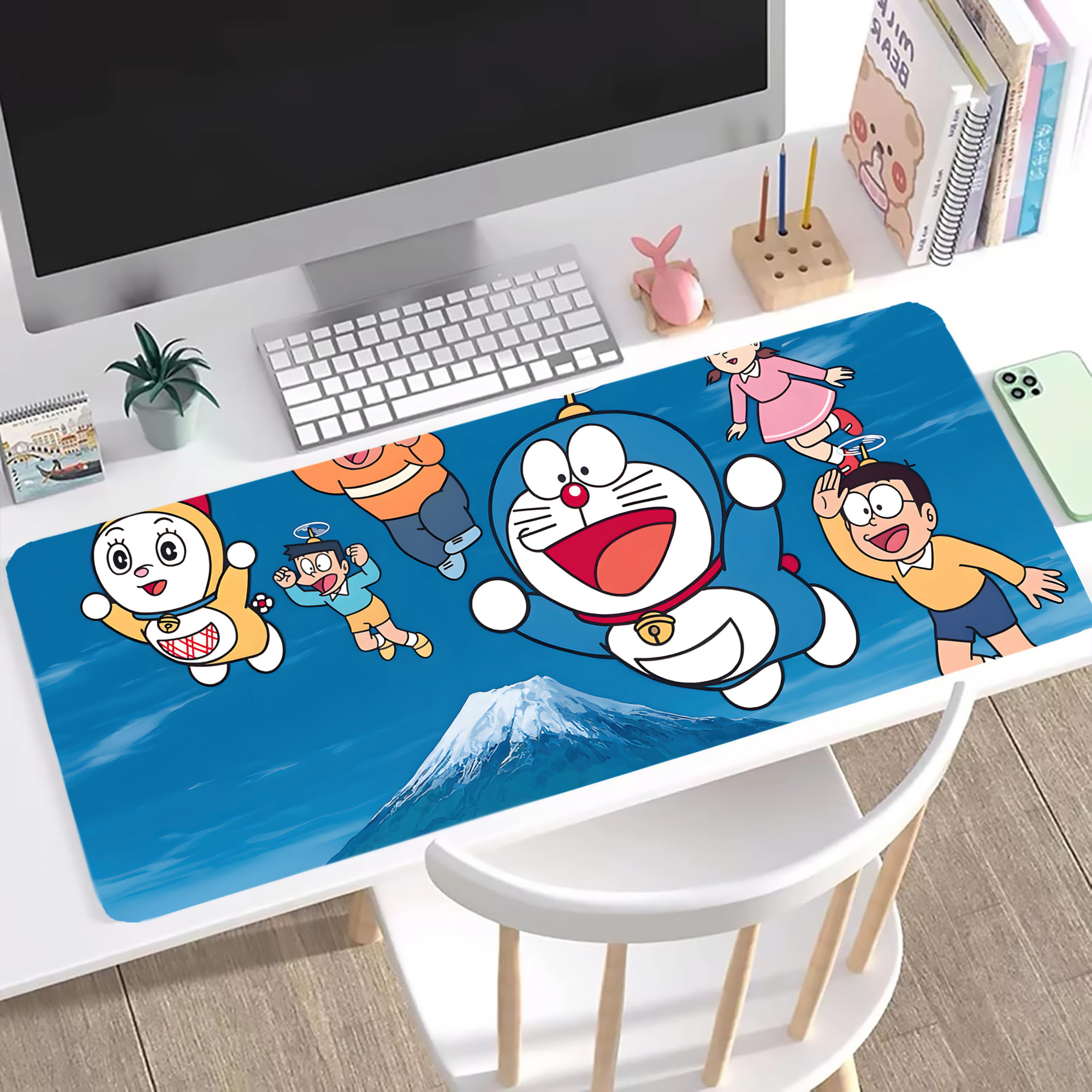 （画像用） ドラえもん Doraemon ステッチ加工 大判デスクマット／滑り止めマウスパッド