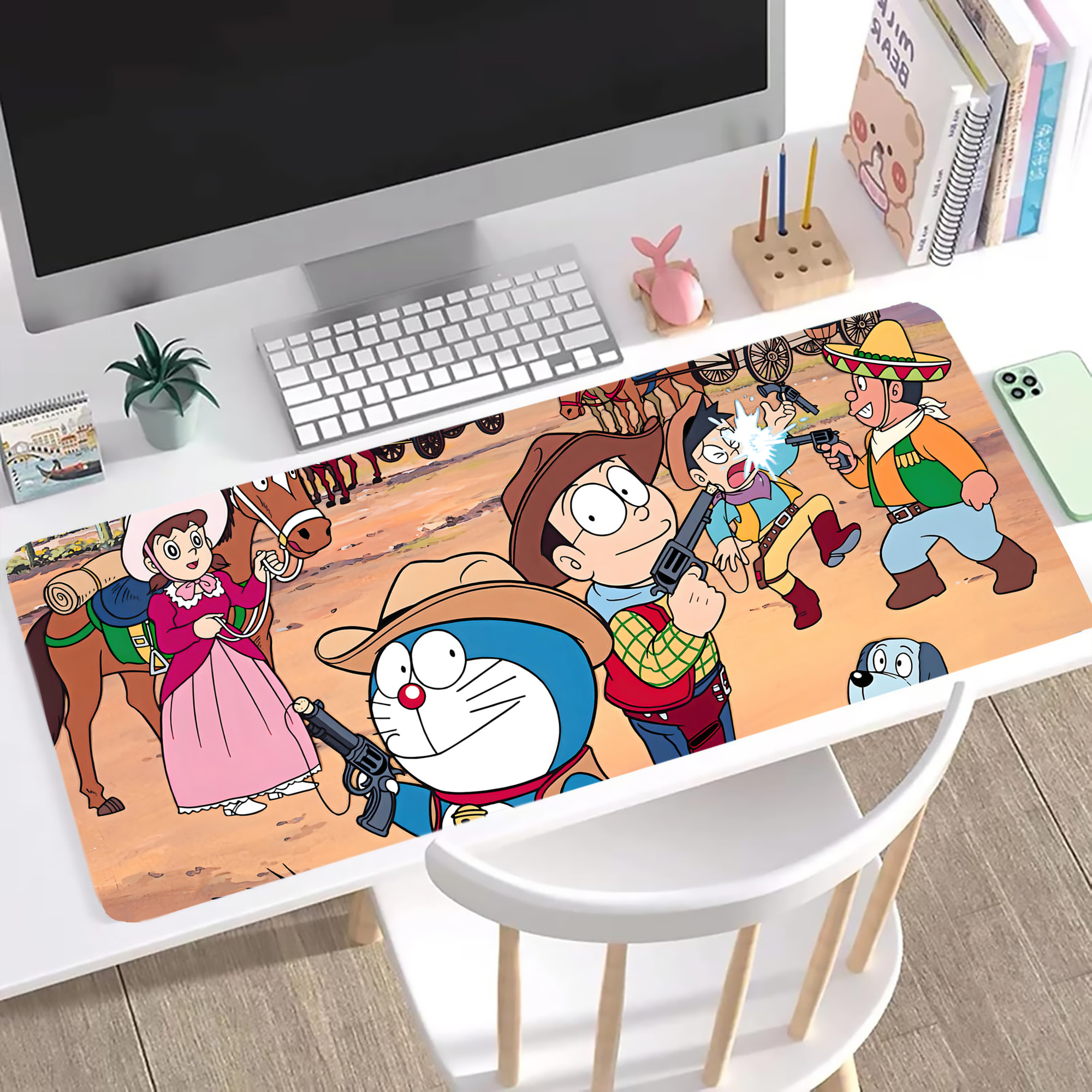 （画像用） ドラえもん Doraemon ステッチ加工 大判デスクマット／滑り止めマウスパッド