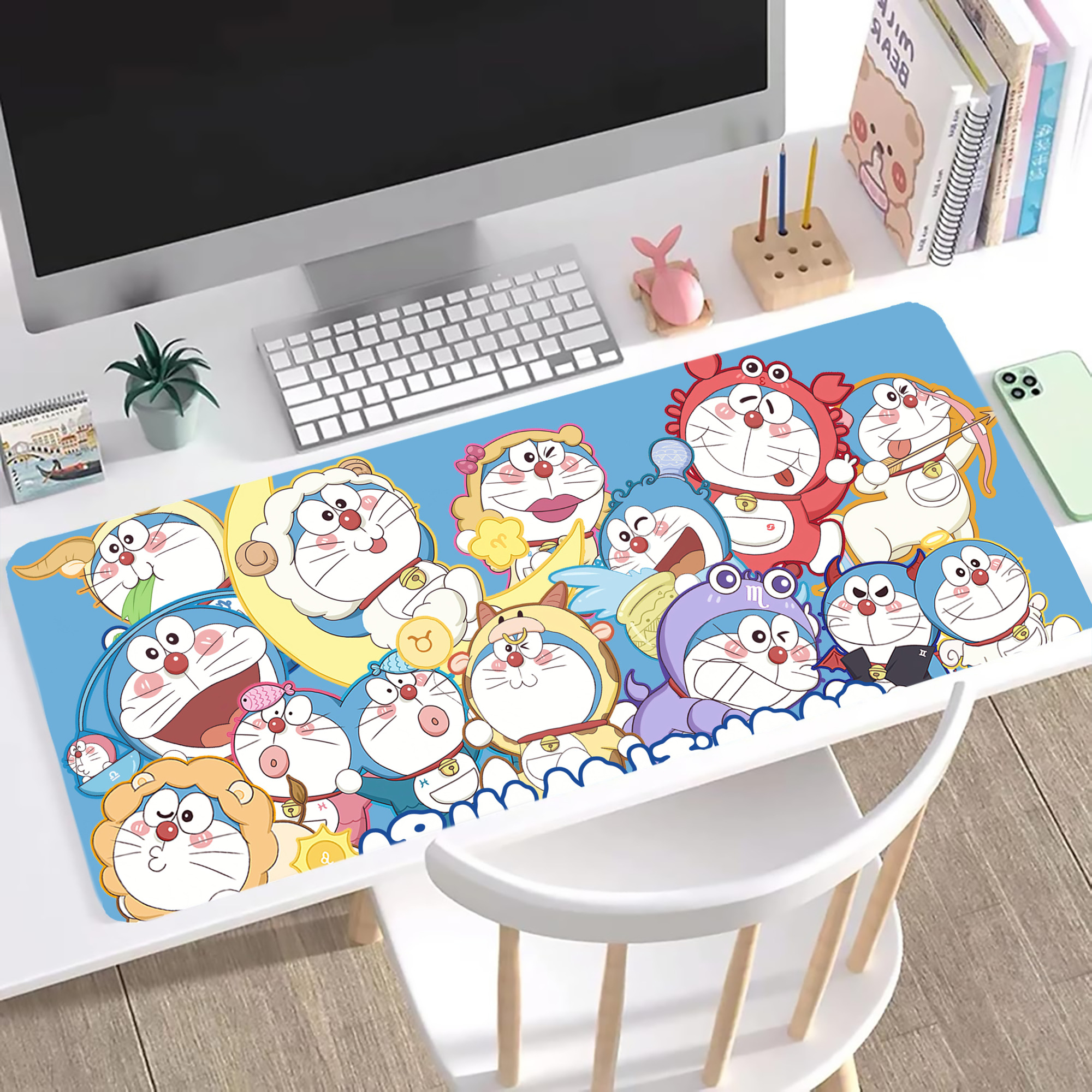 （画像用） ドラえもん Doraemon ステッチ加工 大判デスクマット／滑り止めマウスパッド