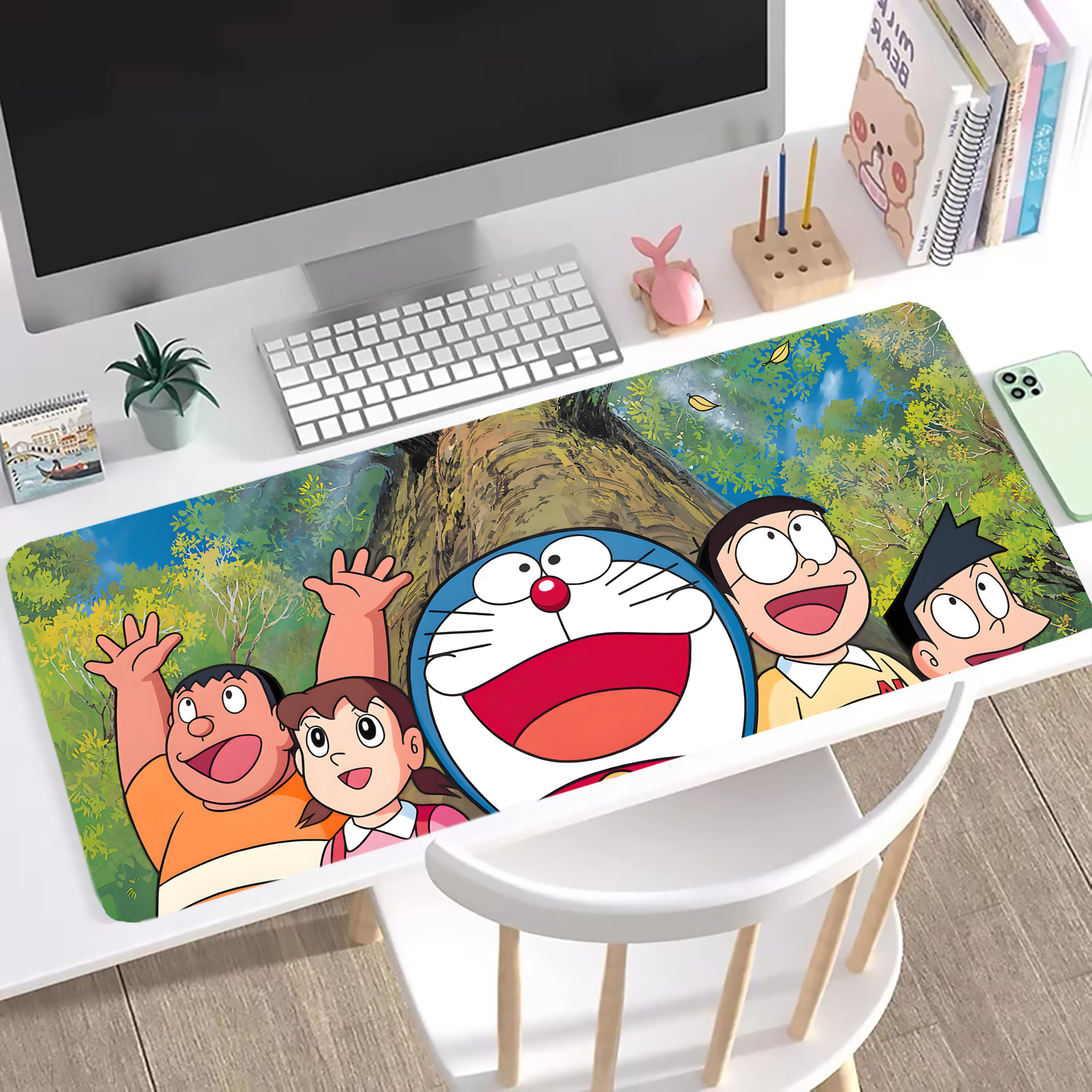 （画像用） ドラえもん Doraemon ステッチ加工 大判デスクマット／滑り止めマウスパッド