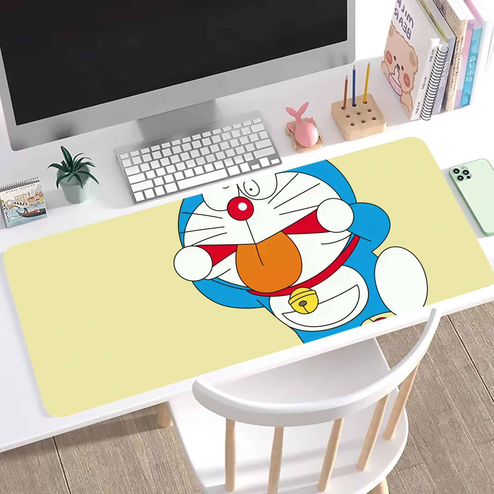 （画像用） ドラえもん Doraemon ステッチ加工 大判デスクマット／滑り止めマウスパッド