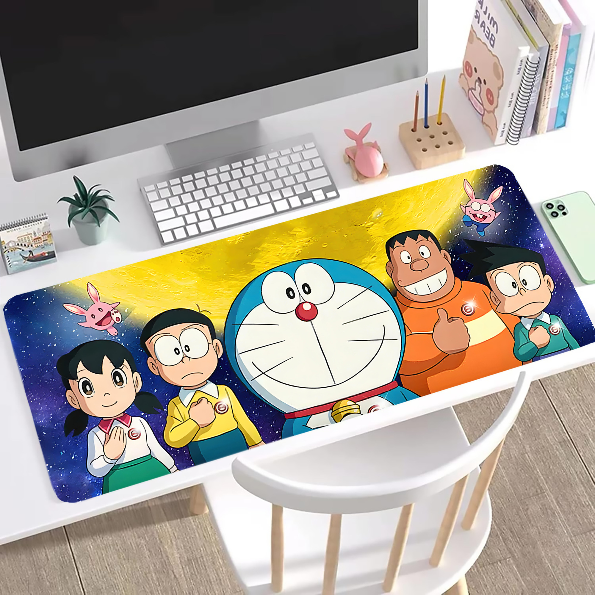 （画像用） ドラえもん Doraemon ステッチ加工 大判デスクマット／滑り止めマウスパッド