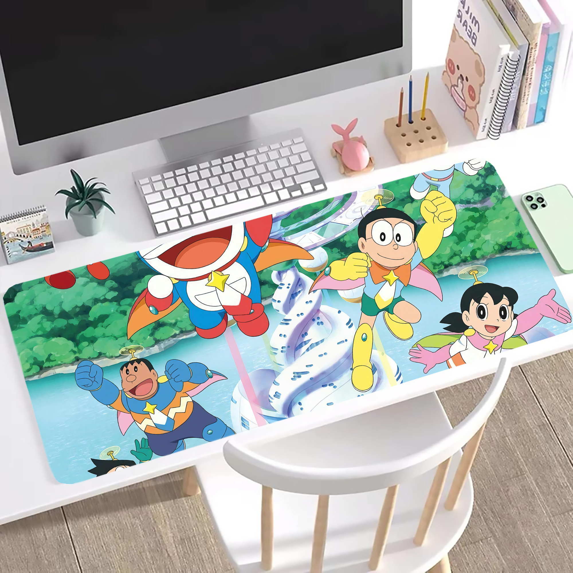 （画像用） ドラえもん Doraemon ステッチ加工 大判デスクマット／滑り止めマウスパッド