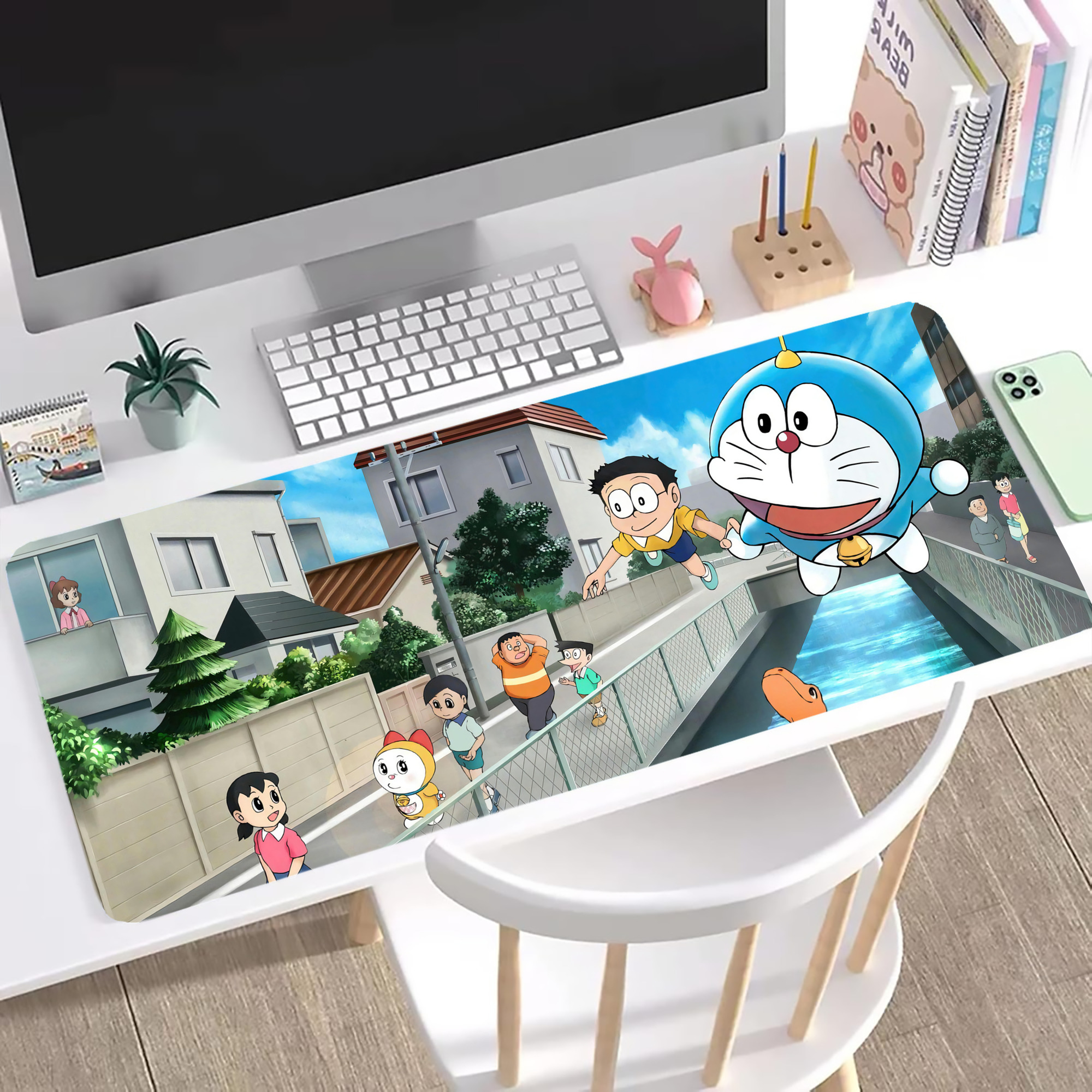 （画像用） ドラえもん Doraemon ステッチ加工 大判デスクマット／滑り止めマウスパッド