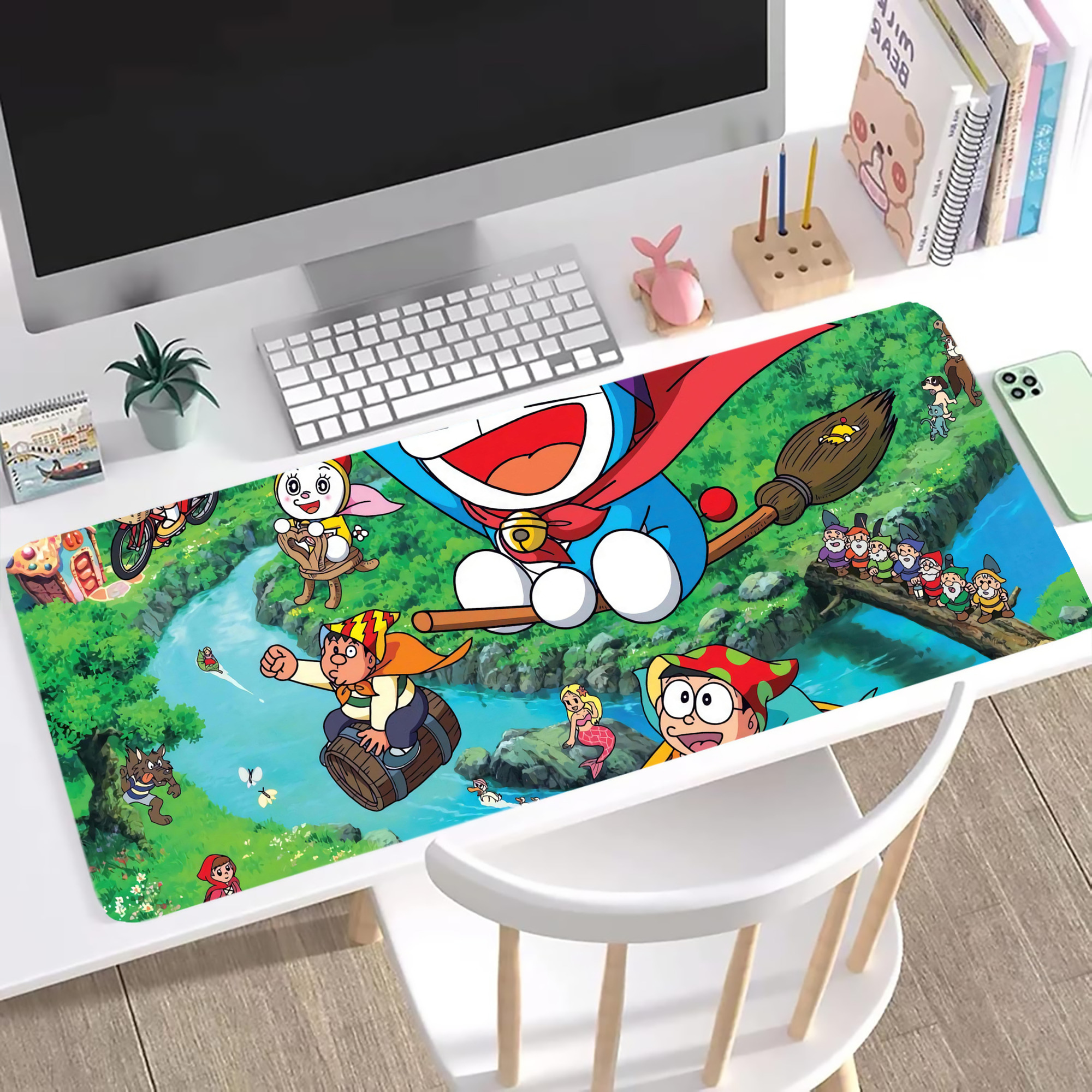 （画像用） ドラえもん Doraemon ステッチ加工 大判デスクマット／滑り止めマウスパッド