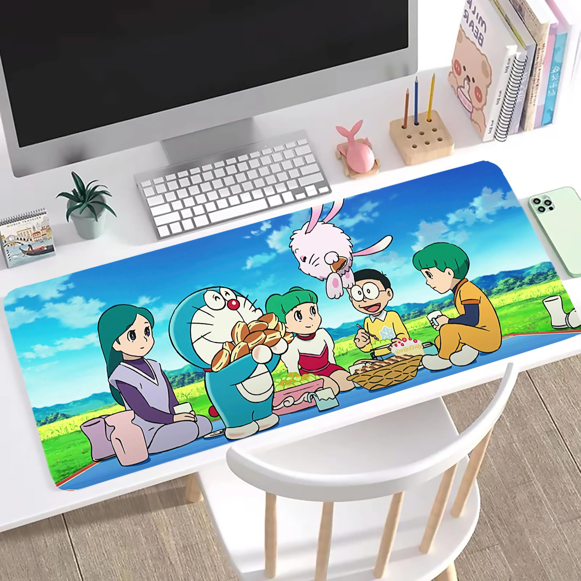 （画像用） ドラえもん Doraemon ステッチ加工 大判デスクマット／滑り止めマウスパッド