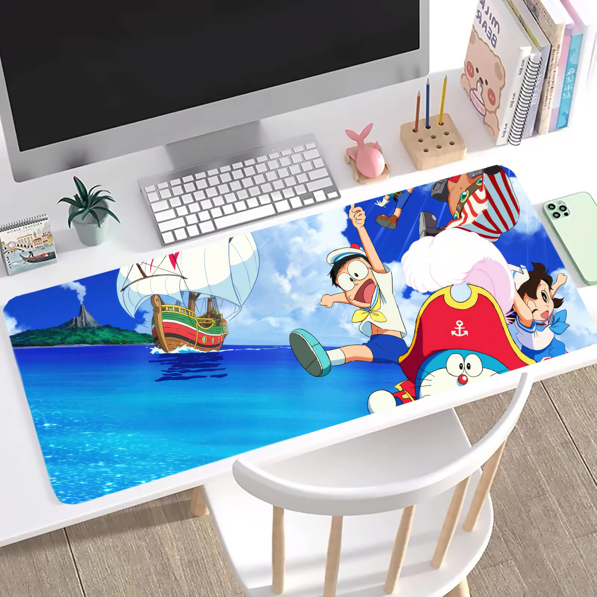（画像用） ドラえもん Doraemon ステッチ加工 大判デスクマット／滑り止めマウスパッド