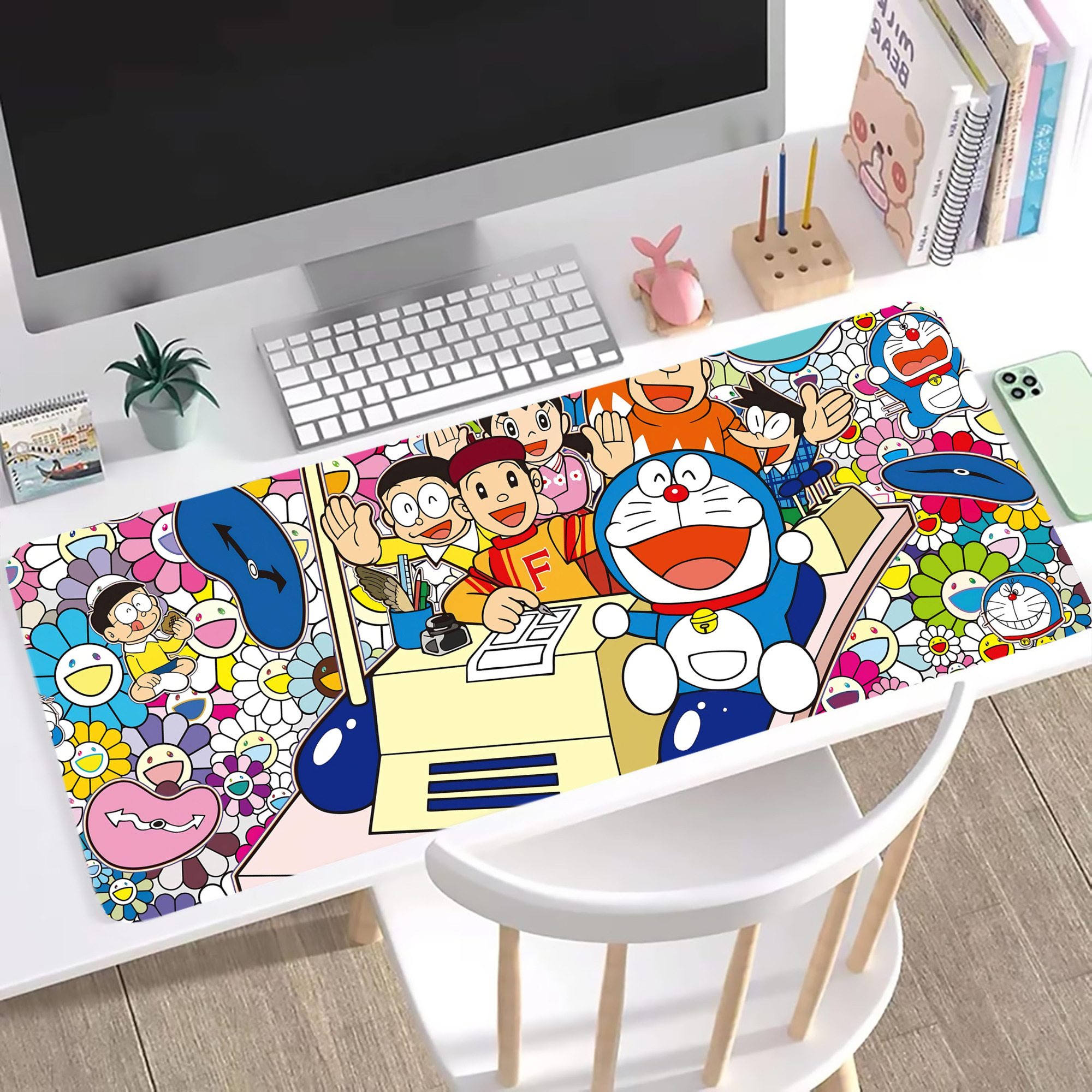 （画像用） ドラえもん Doraemon ステッチ加工 大判デスクマット／滑り止めマウスパッド