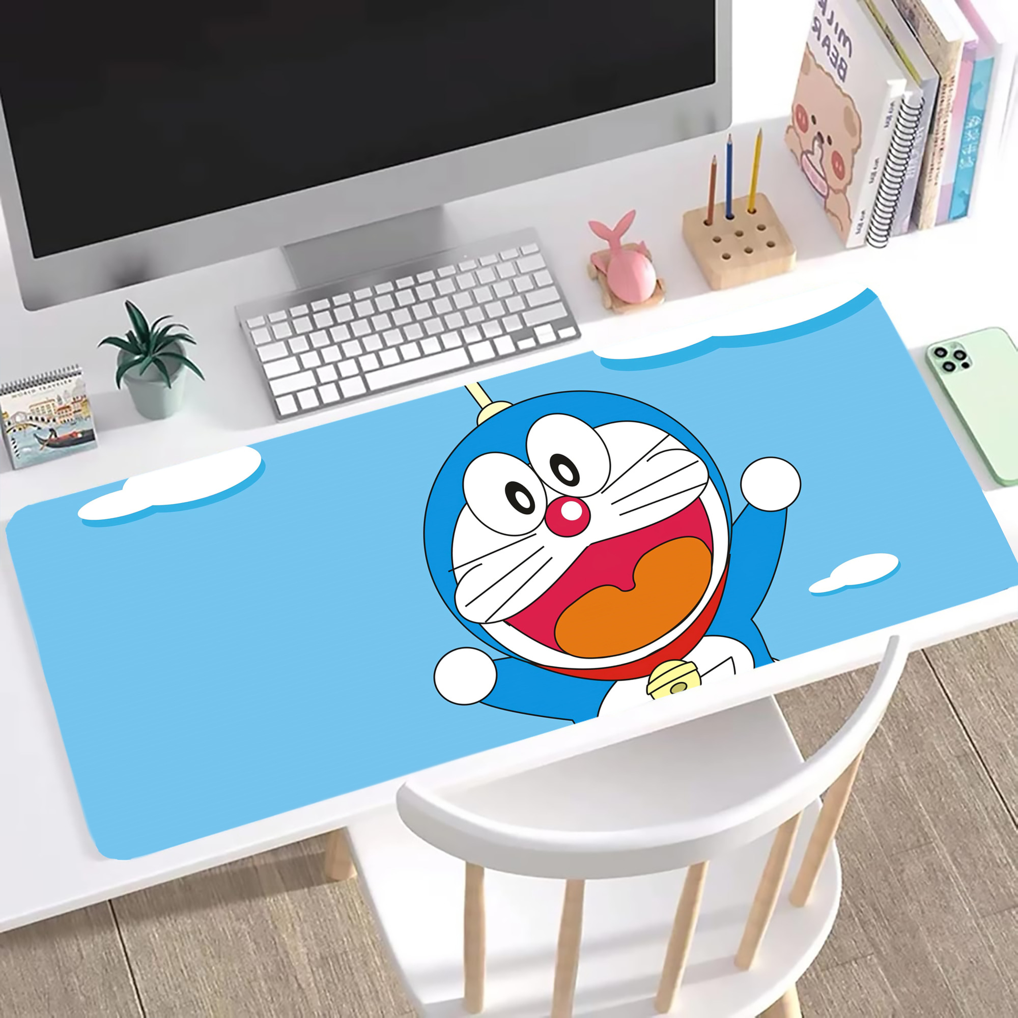 （画像用） ドラえもん Doraemon ステッチ加工 大判デスクマット／滑り止めマウスパッド