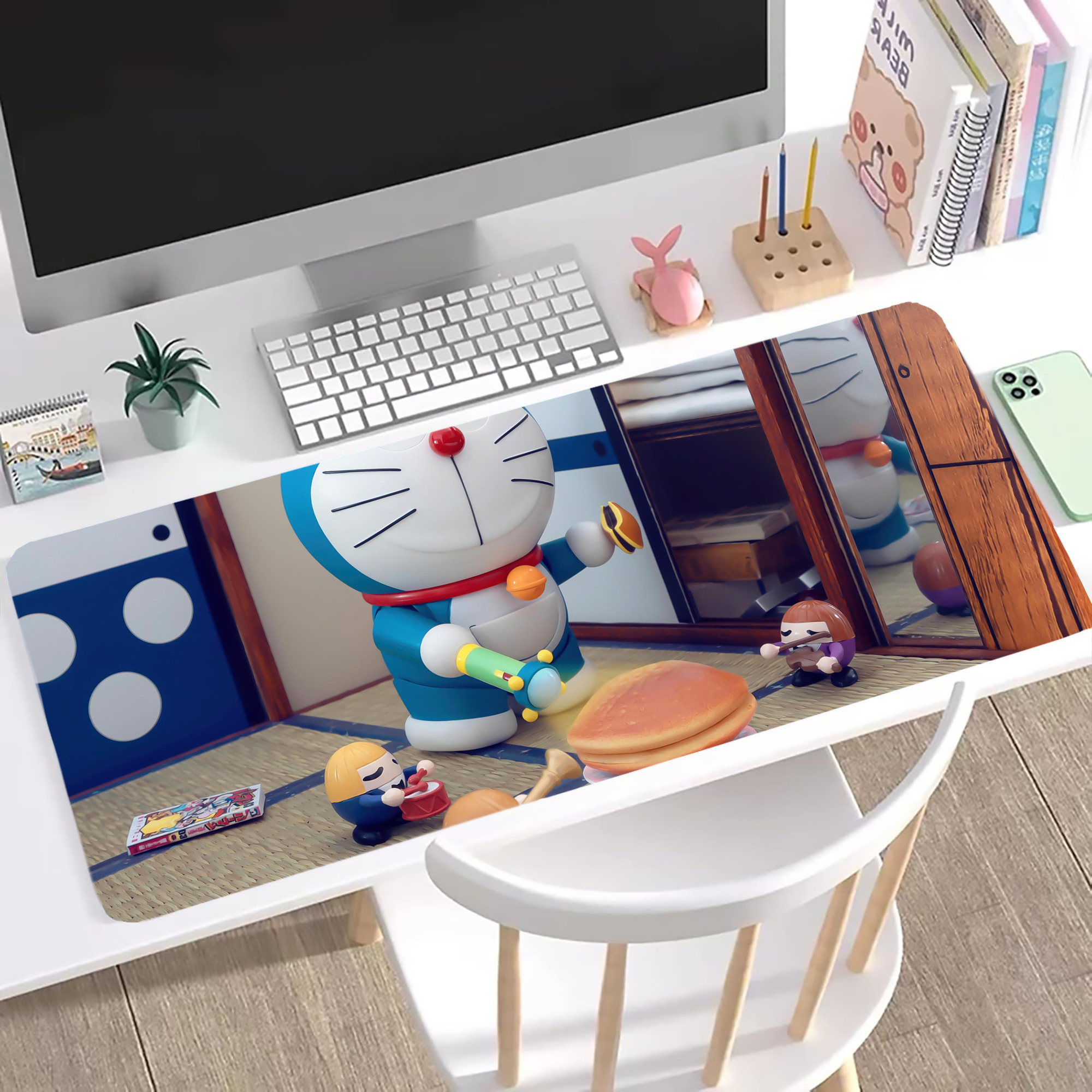 （画像用） ドラえもん Doraemon ステッチ加工 大判デスクマット／滑り止めマウスパッド