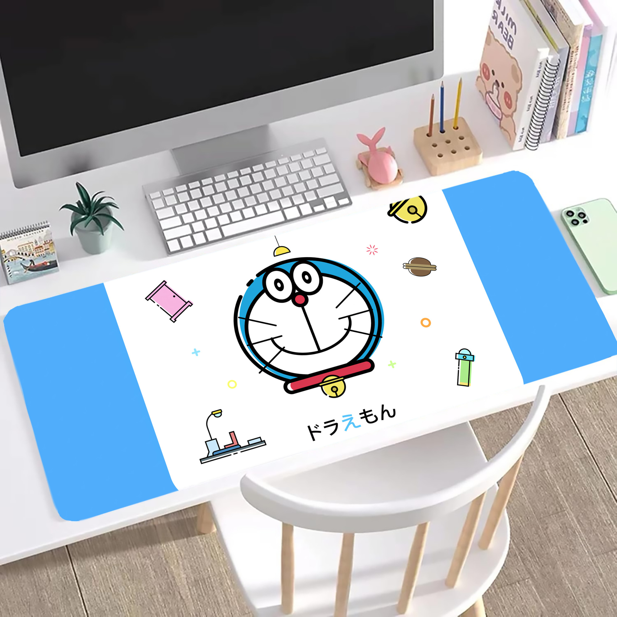 （画像用） ドラえもん Doraemon ステッチ加工 大判デスクマット／滑り止めマウスパッド