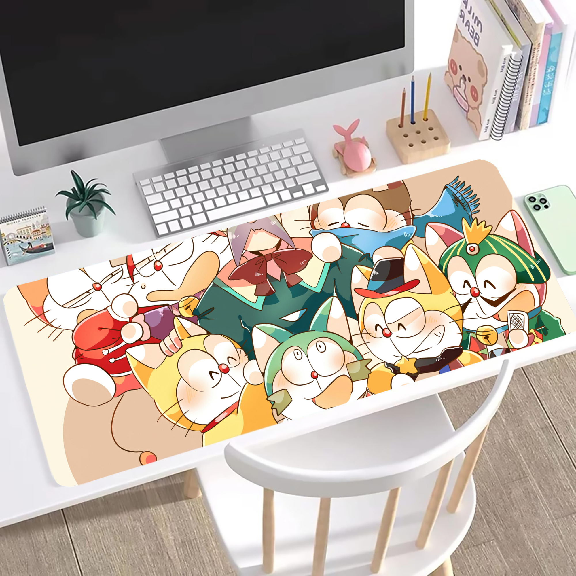 （画像用） ドラえもん Doraemon ステッチ加工 大判デスクマット／滑り止めマウスパッド