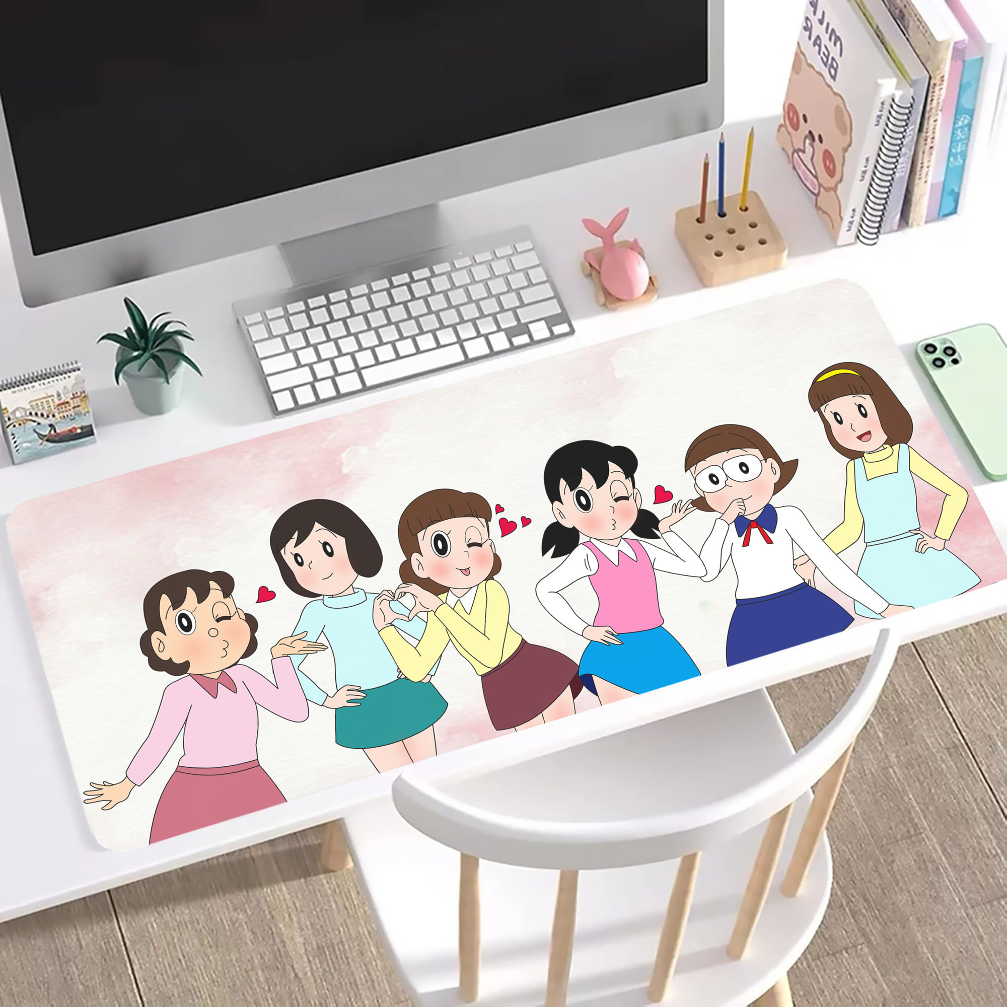 （画像用） ドラえもん Doraemon ステッチ加工 大判デスクマット／滑り止めマウスパッド
