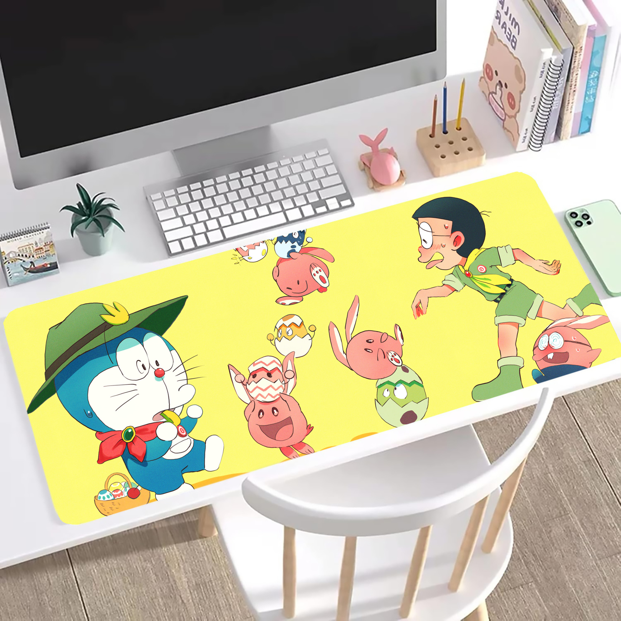 （画像用） ドラえもん Doraemon ステッチ加工 大判デスクマット／滑り止めマウスパッド